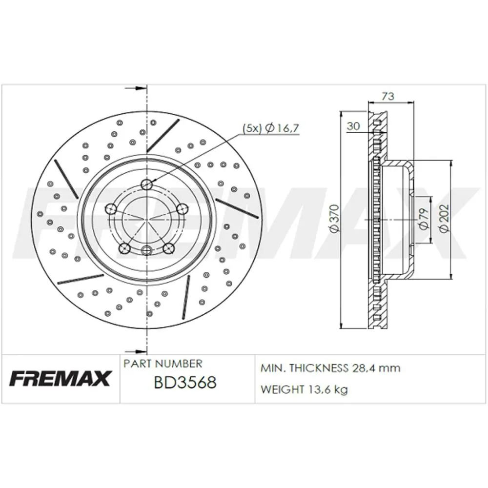 BMW Ön Fren Diski 34106797603 BD3568 FREMAX - BMW yedek parça