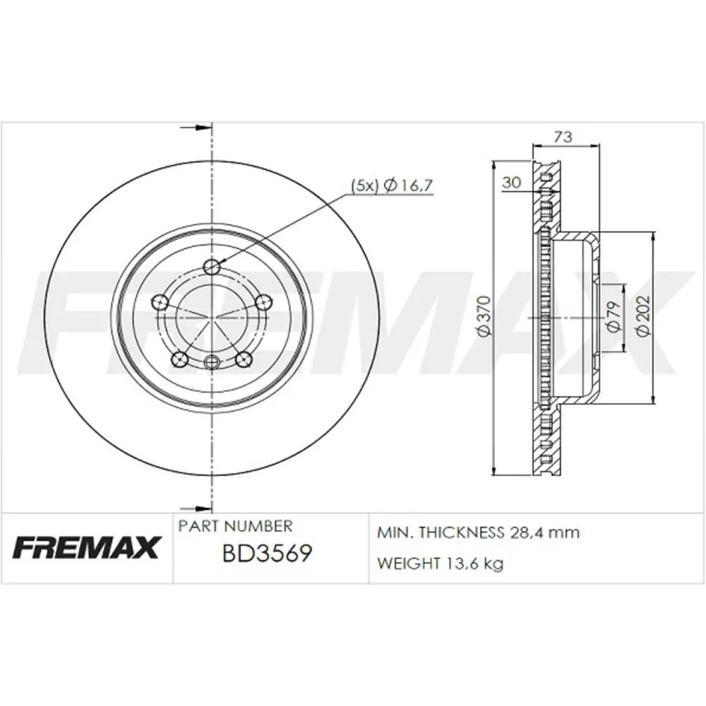 BMW Ön Fren Diski 34106797606 BD3569 FREMAX - BMW yedek parça