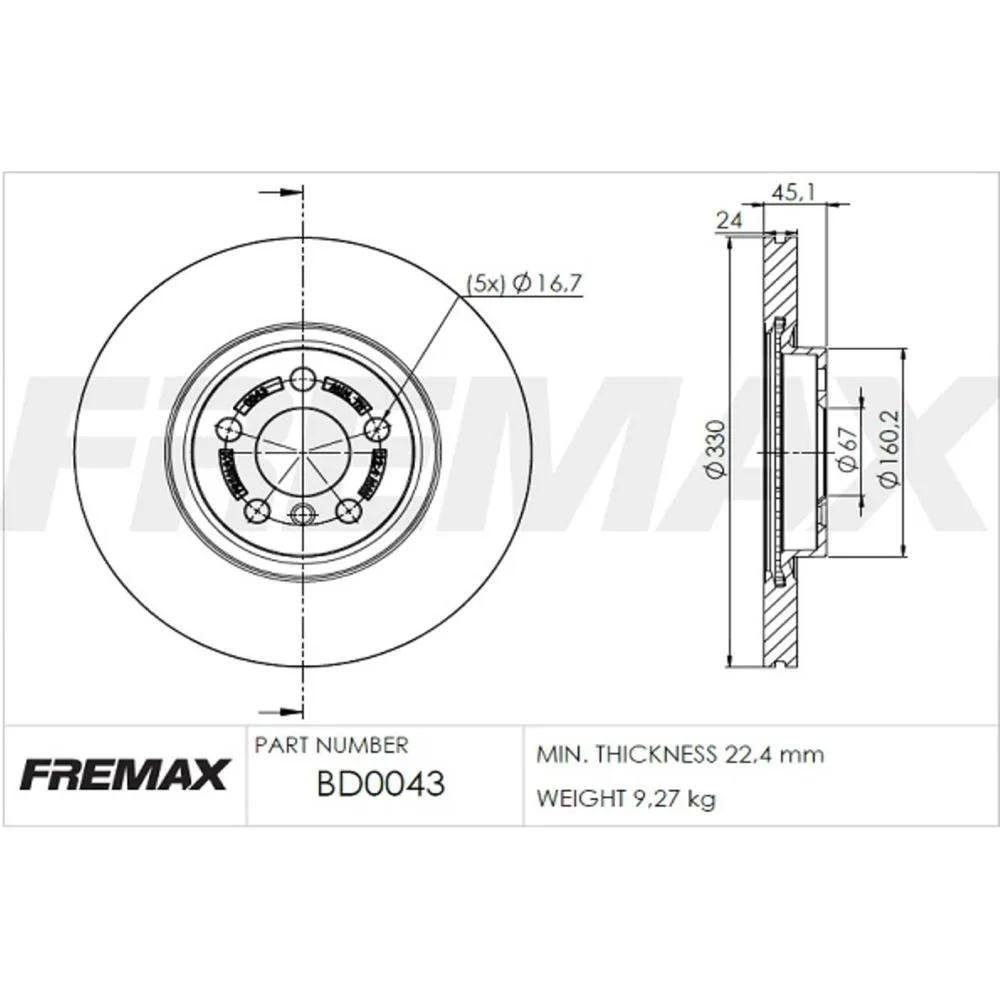 BMW Ön Fren Diski 34106888686 BD0043 FREMAX - BMW yedek parça