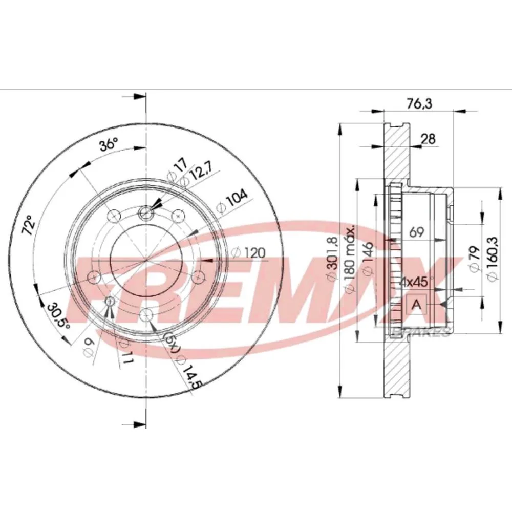 BMW Ön Fren Diski 34111158038 BD2215 FREMAX - BMW yedek parça