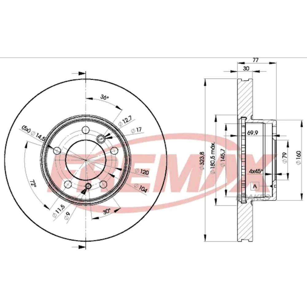BMW Ön Fren Diski 34111159602 BD9895 FREMAX - BMW yedek parça