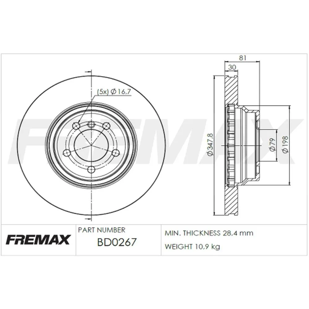 BMW Ön Fren Diski 34116750267 BD0267 FREMAX - BMW yedek parça