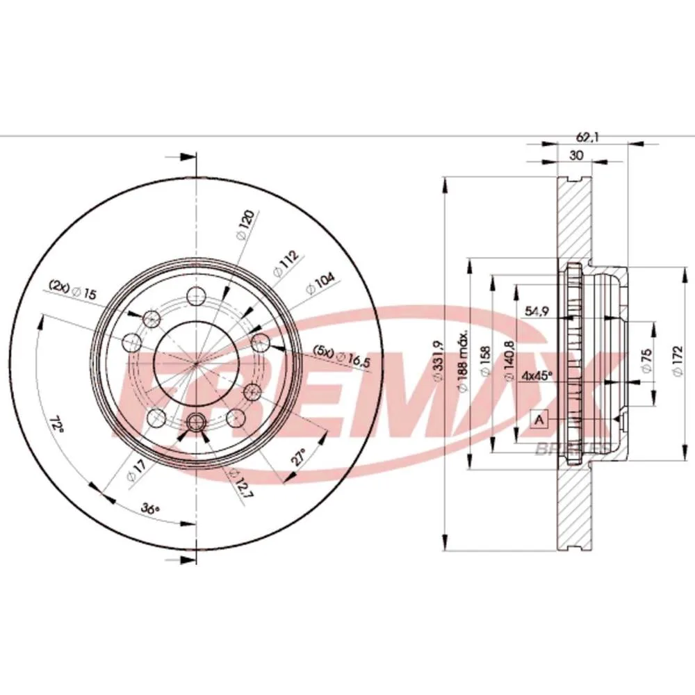 BMW Ön Fren Diski 34116750713 BD6045 FREMAX - BMW yedek parça
