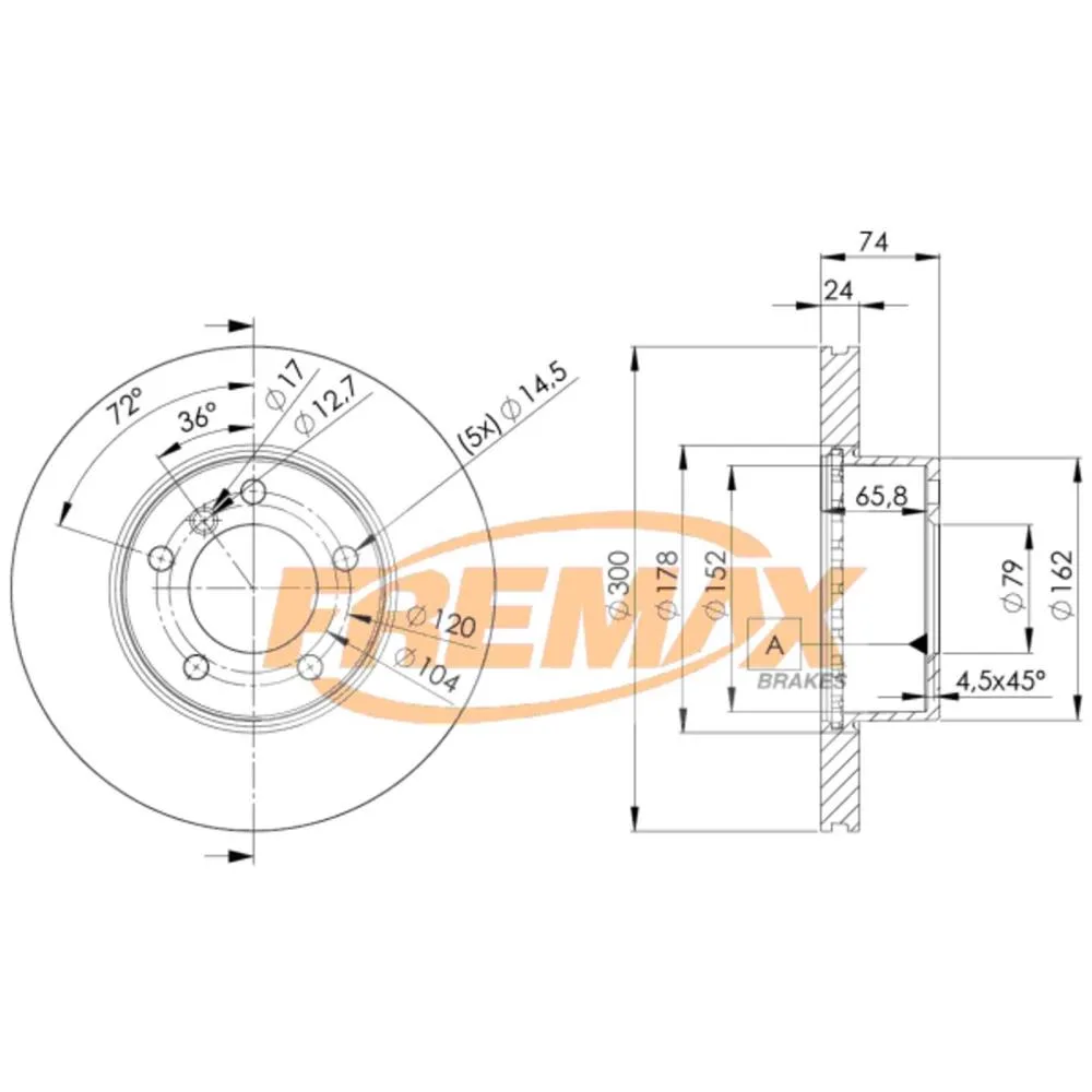 BMW Ön Fren Diski 34116764643 BD3405 FREMAX - BMW yedek parça