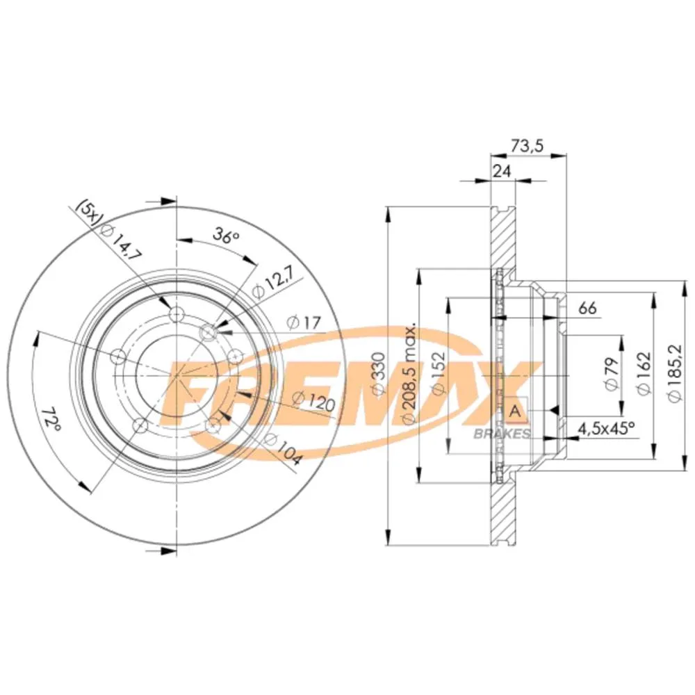 BMW Ön Fren Diski 34116764645 BD4645 FREMAX - BMW yedek parça