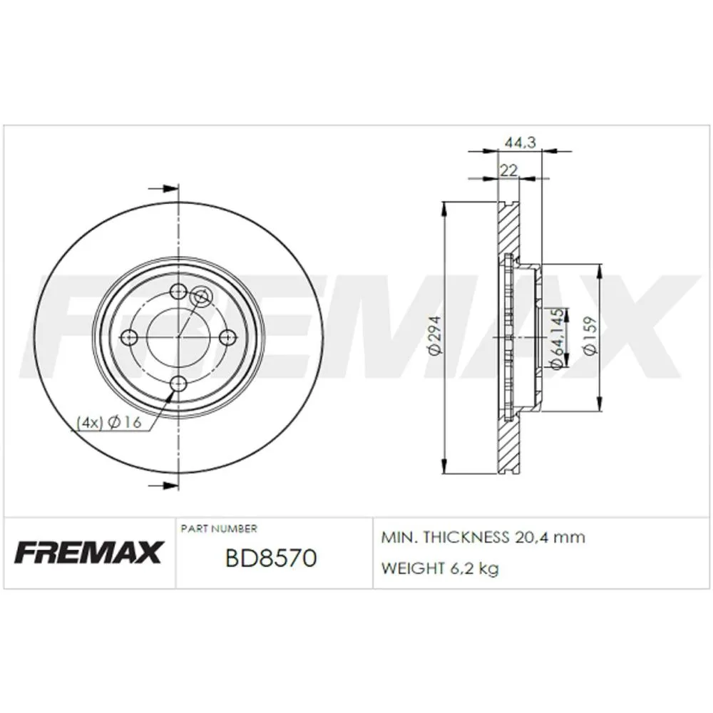 BMW Ön Fren Diski 34116768933 BD8570 FREMAX - BMW yedek parça