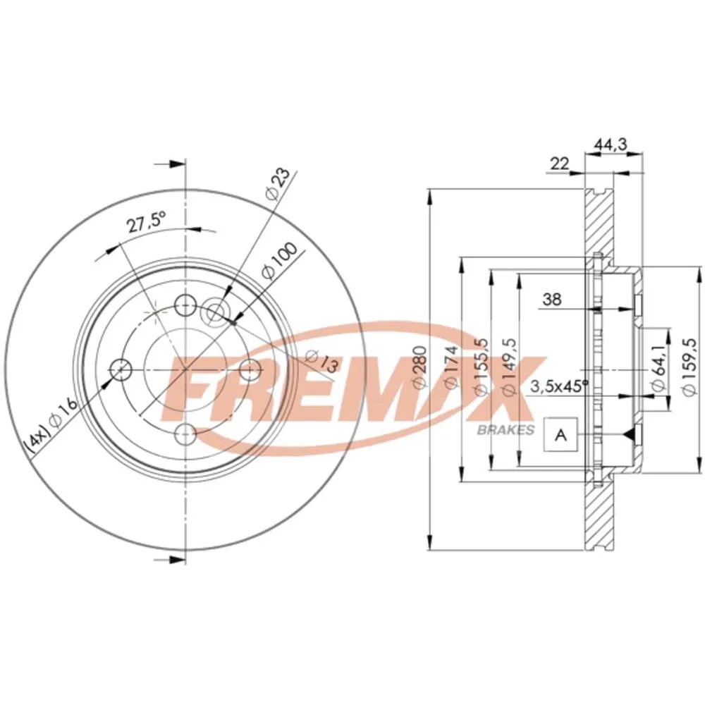 BMW Ön Fren Diski 34116774985 BD2893 FREMAX - BMW yedek parça