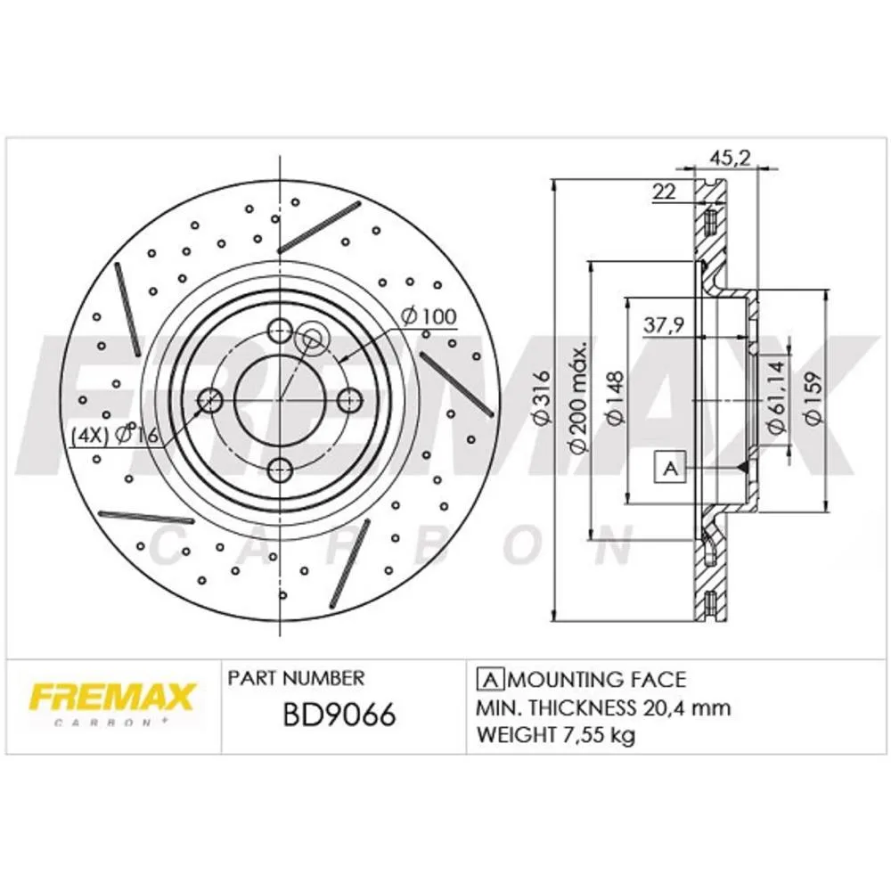 BMW Ön Fren Diski 34116784371 BD9066 FREMAX - BMW yedek parça