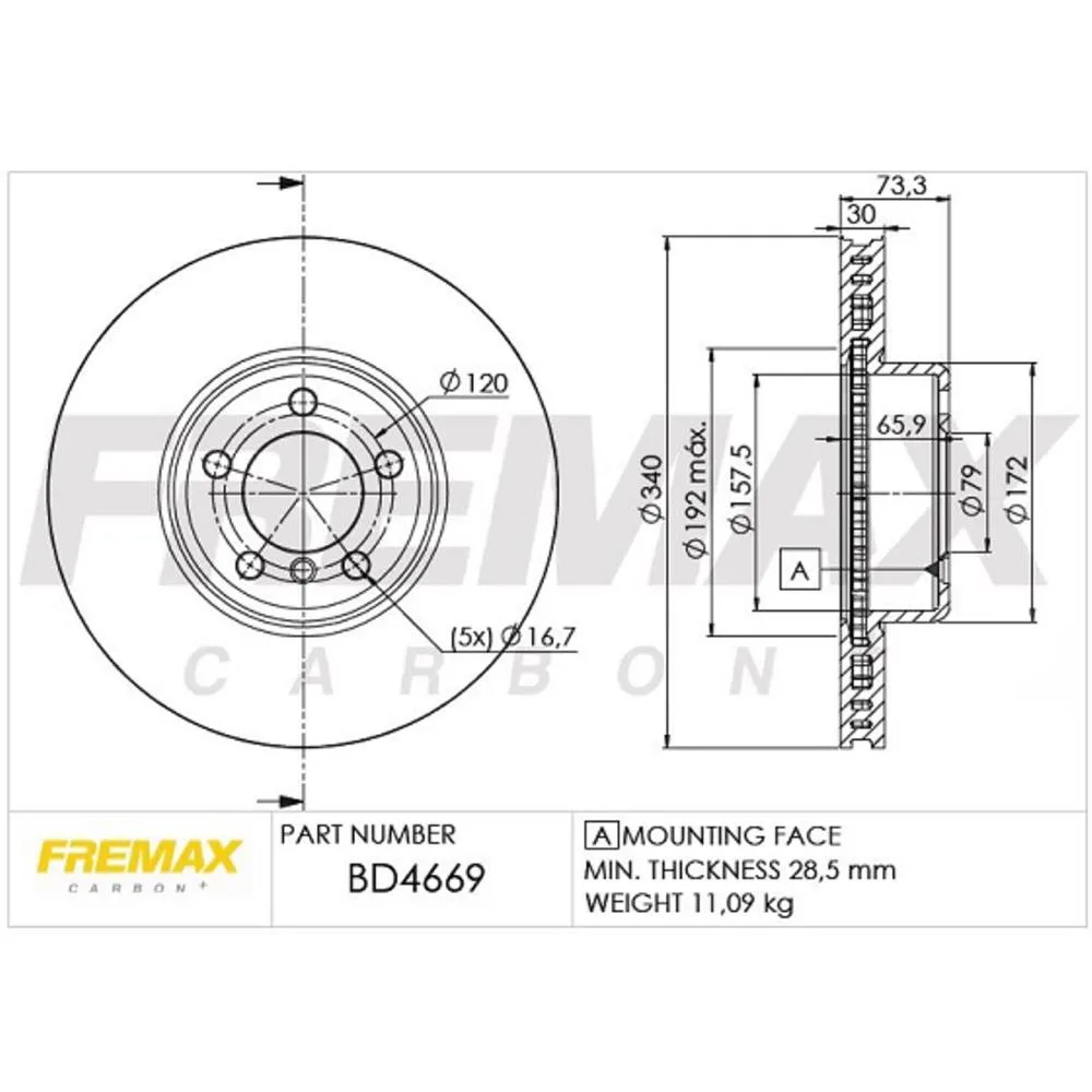 BMW Ön Fren Diski 34116792223 BD4669 FREMAX - BMW yedek parça