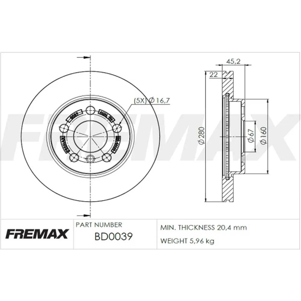 BMW Ön Fren Diski 34116799347 BD0039 FREMAX - BMW yedek parça