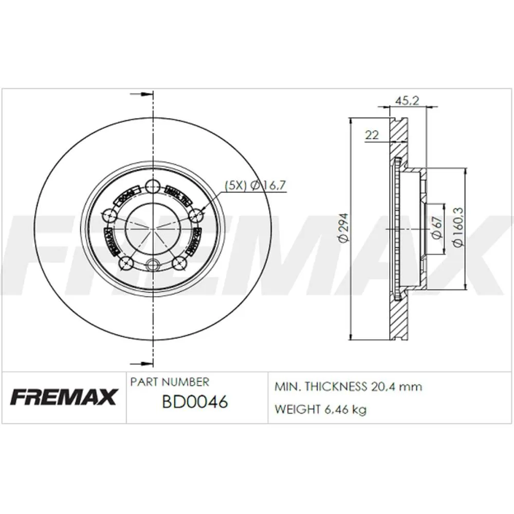 BMW Ön Fren Diski 34116864439 BD0046 FREMAX - BMW yedek parça
