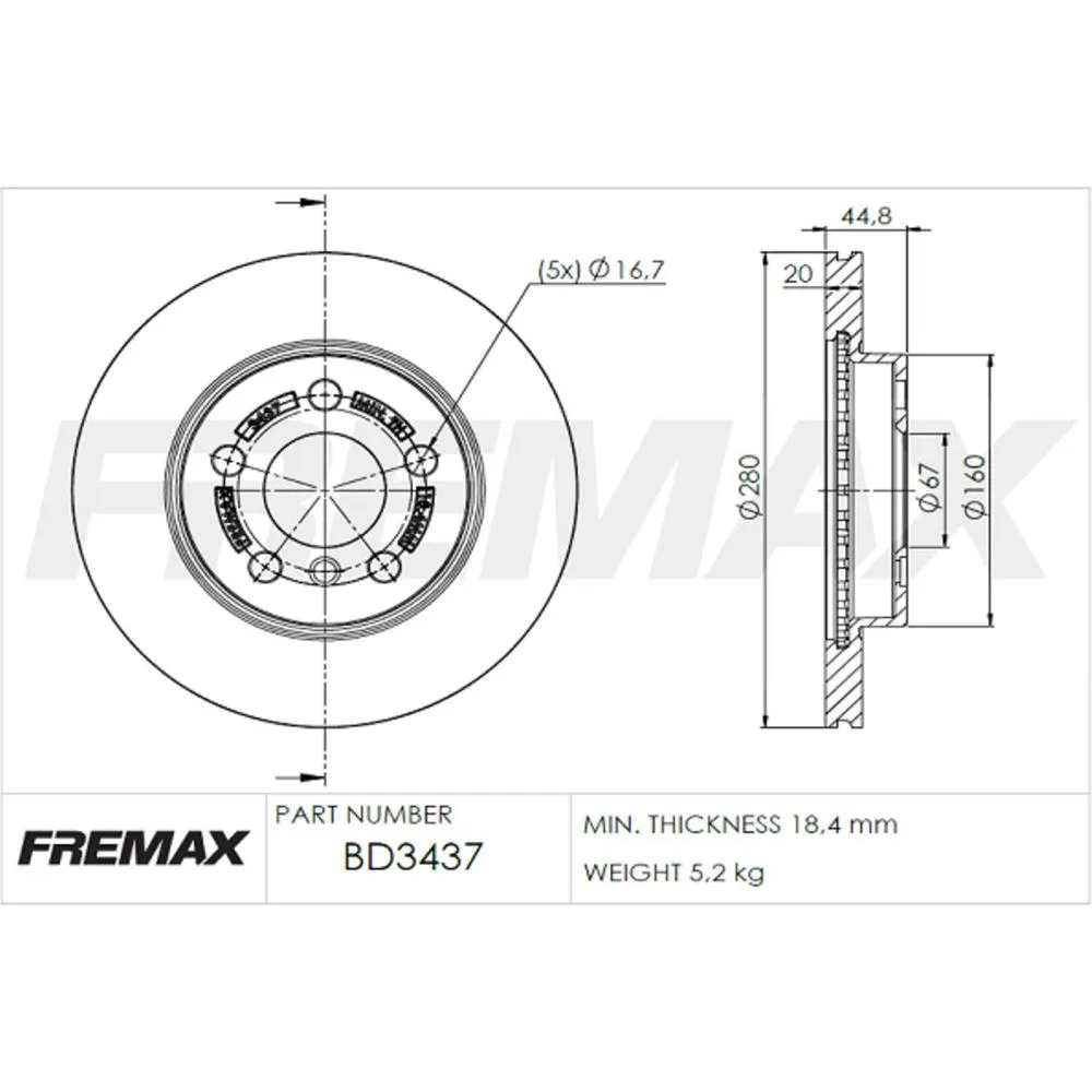 BMW Ön Fren Diski 34116866293 BD3437 FREMAX - BMW yedek parça