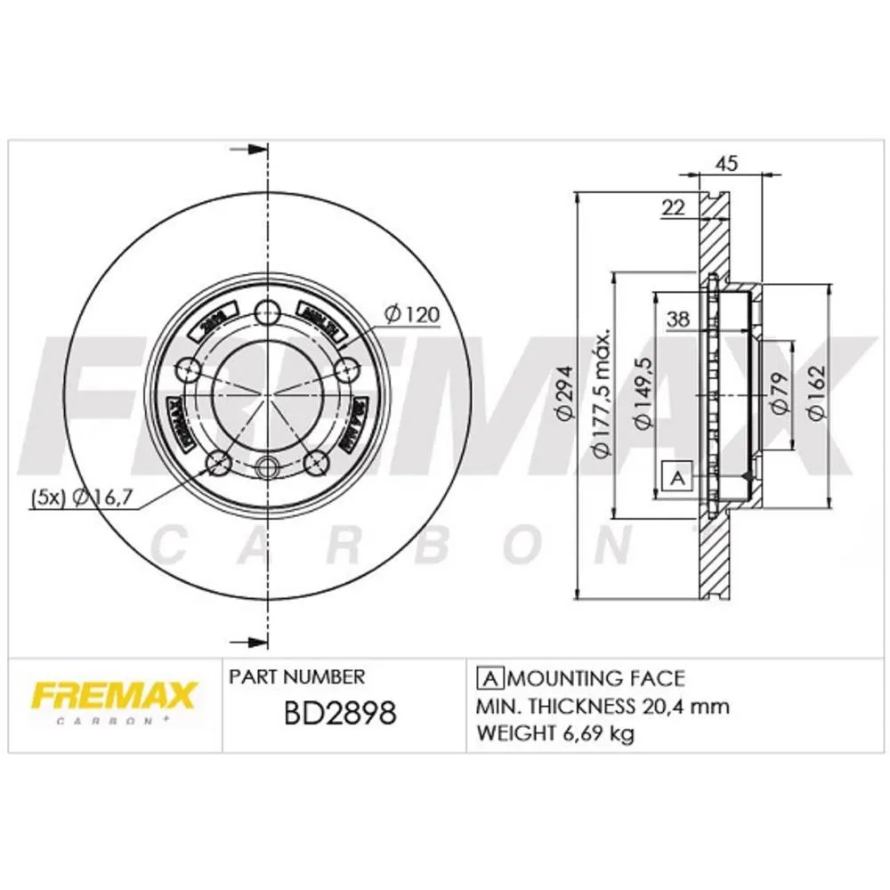 BMW Ön Fren Diski 34119804828 BD2898 FREMAX - BMW yedek parça