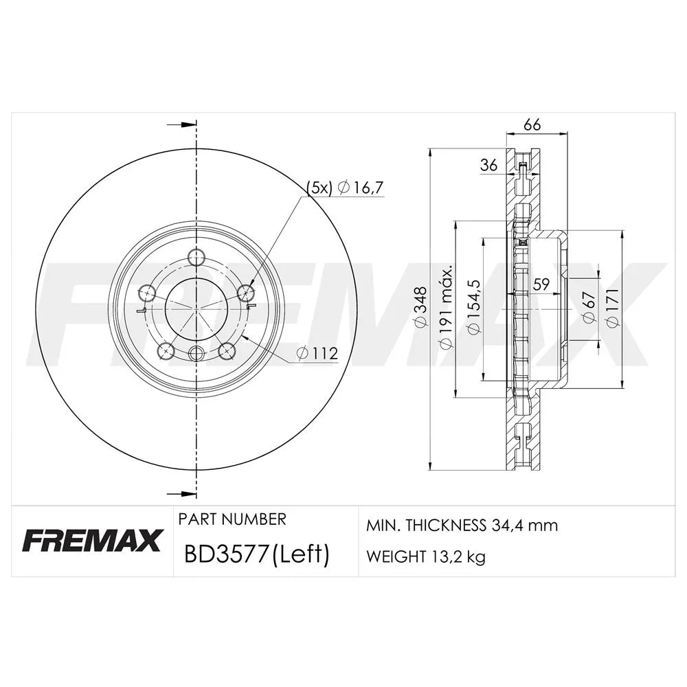 BMW Ön Sol Fren Diski 34106880075 BD3577 FREMAX - BMW yedek parça