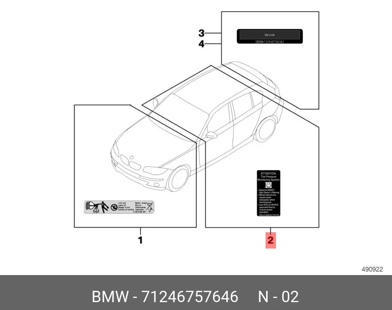 BMW ilave Etiket Rdc 71246757646