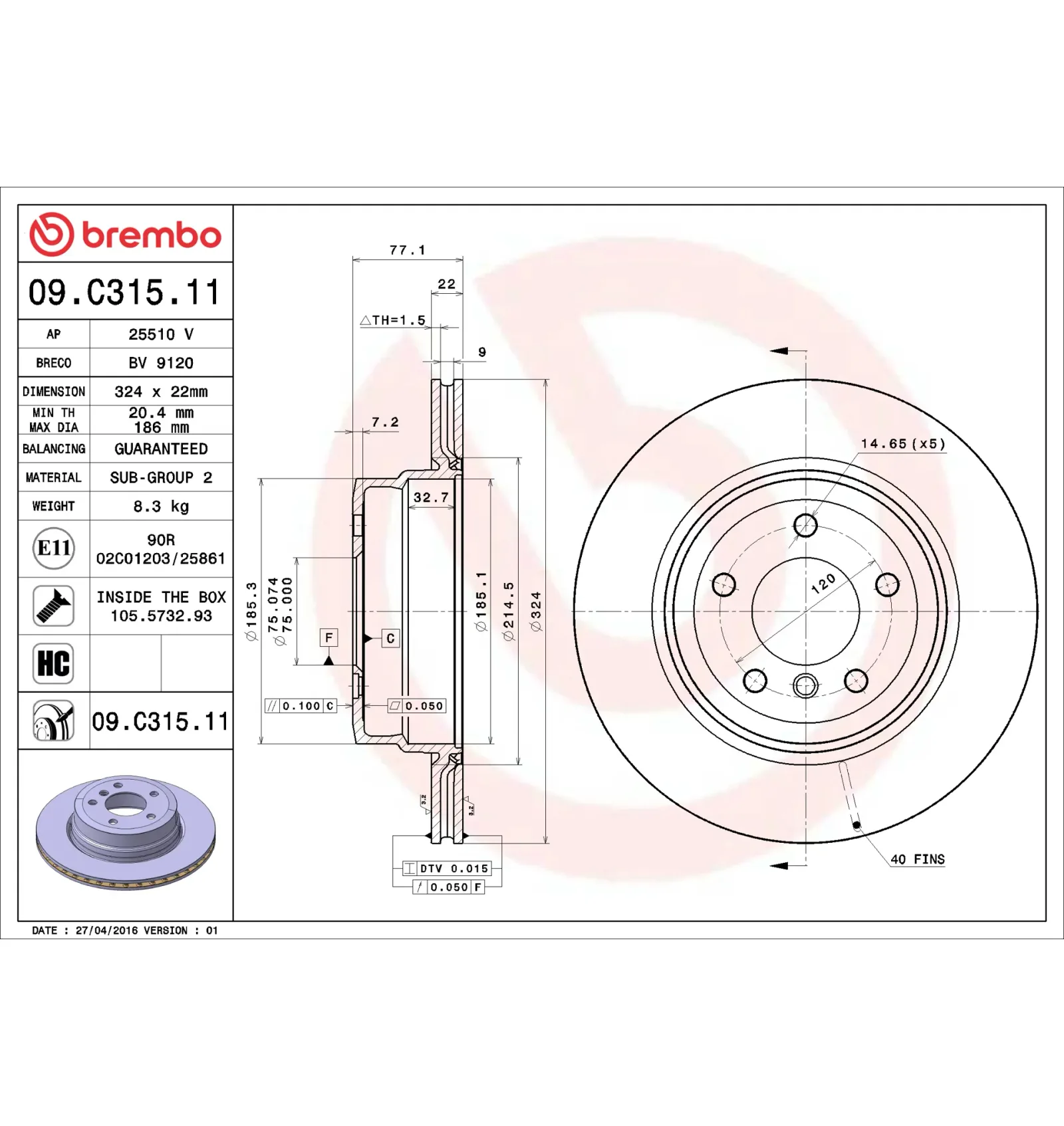 BMW 1 Serisi E82 E88 Arka Fren Diski 34216778649 09.C315.11 BREMBO - BMW yedek parça