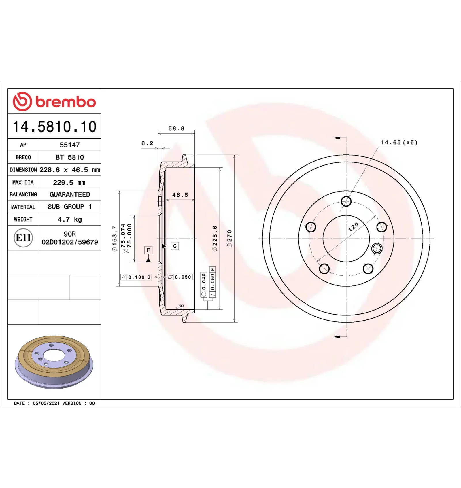 BMW 3 Serisi E30 E36 Arka Fren Kampanası 34211158815 14.5810.10 BREMBO - BMW yedek parça
