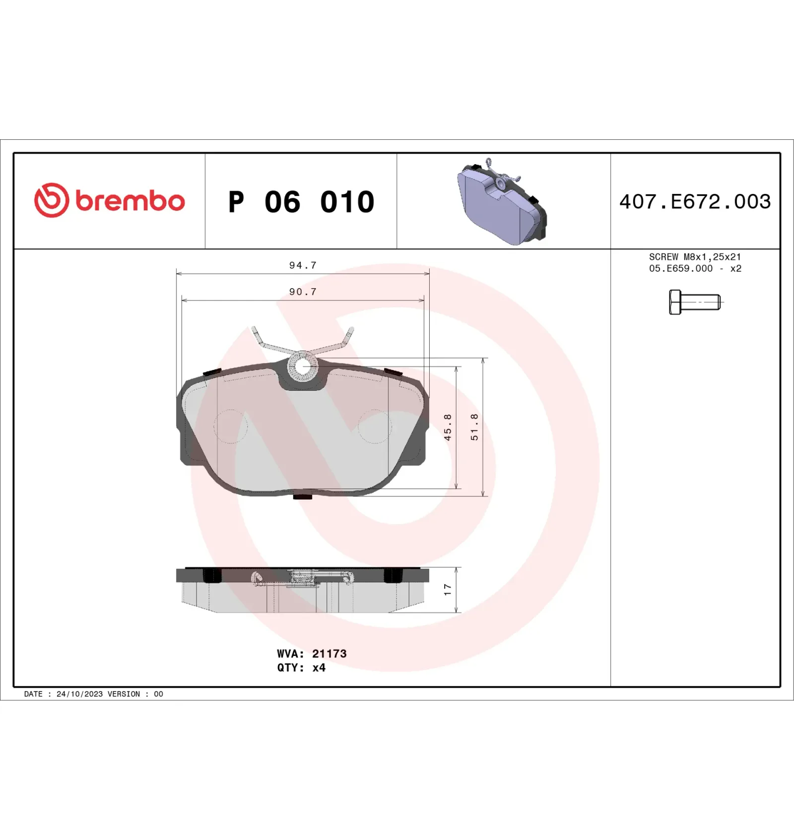 BMW 3 Serisi E30 Ön Fren Balatası 34111154377 P 06 010 BREMBO - BMW yedek parça