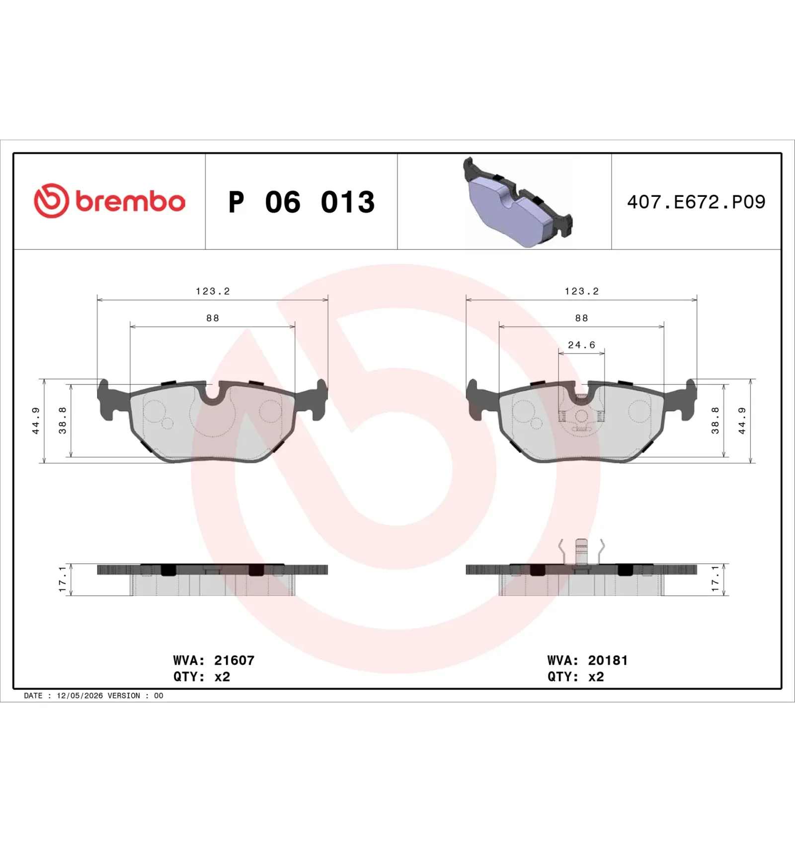 BMW 3 Serisi E36 Arka Fren Balatası 34211160340 P 06 013 BREMBO - BMW yedek parça