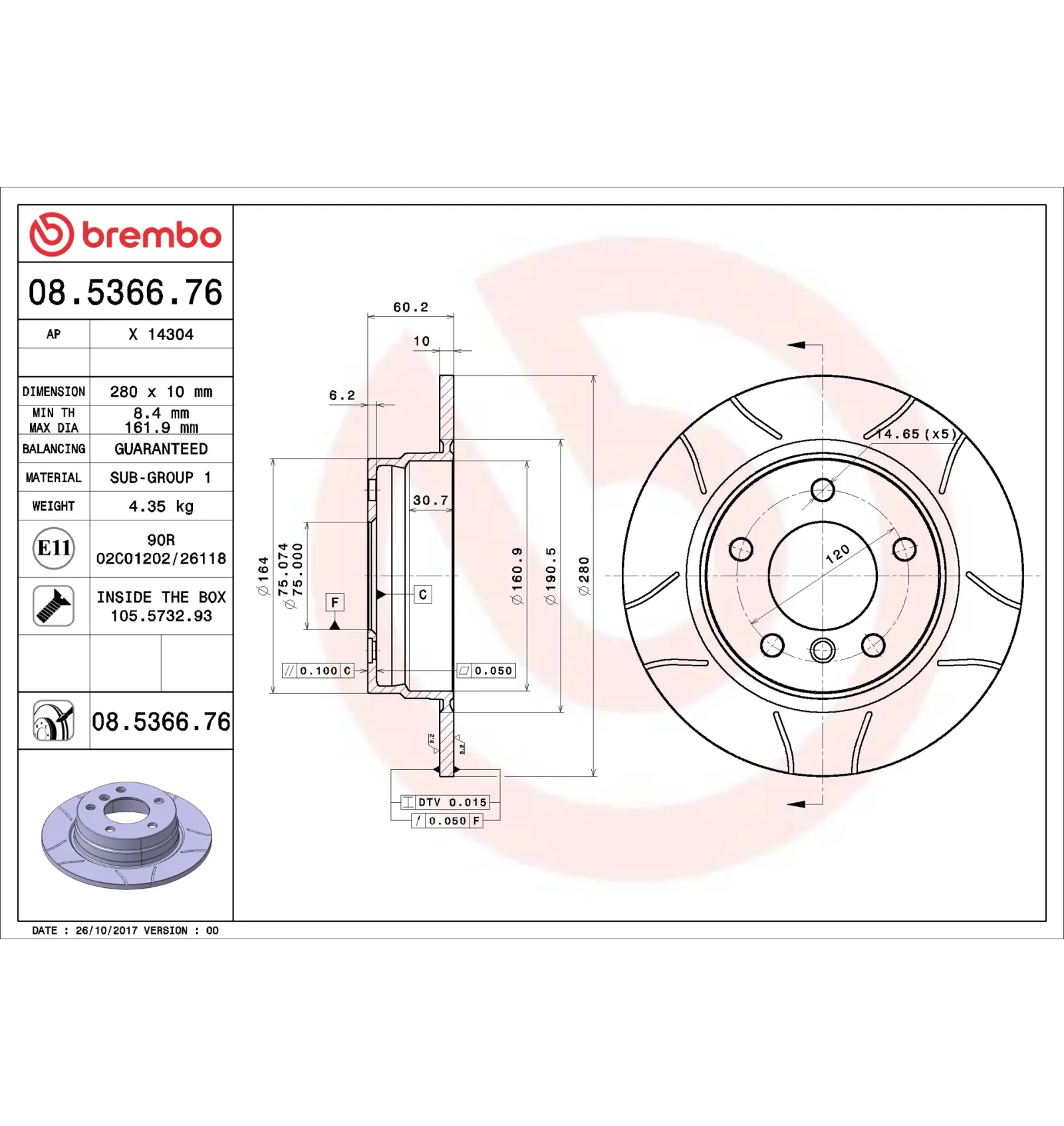 BMW 3 Serisi E36 E46 Arka Fren Diski 31211158936 08.5366.76 BREMBO - BMW yedek parça