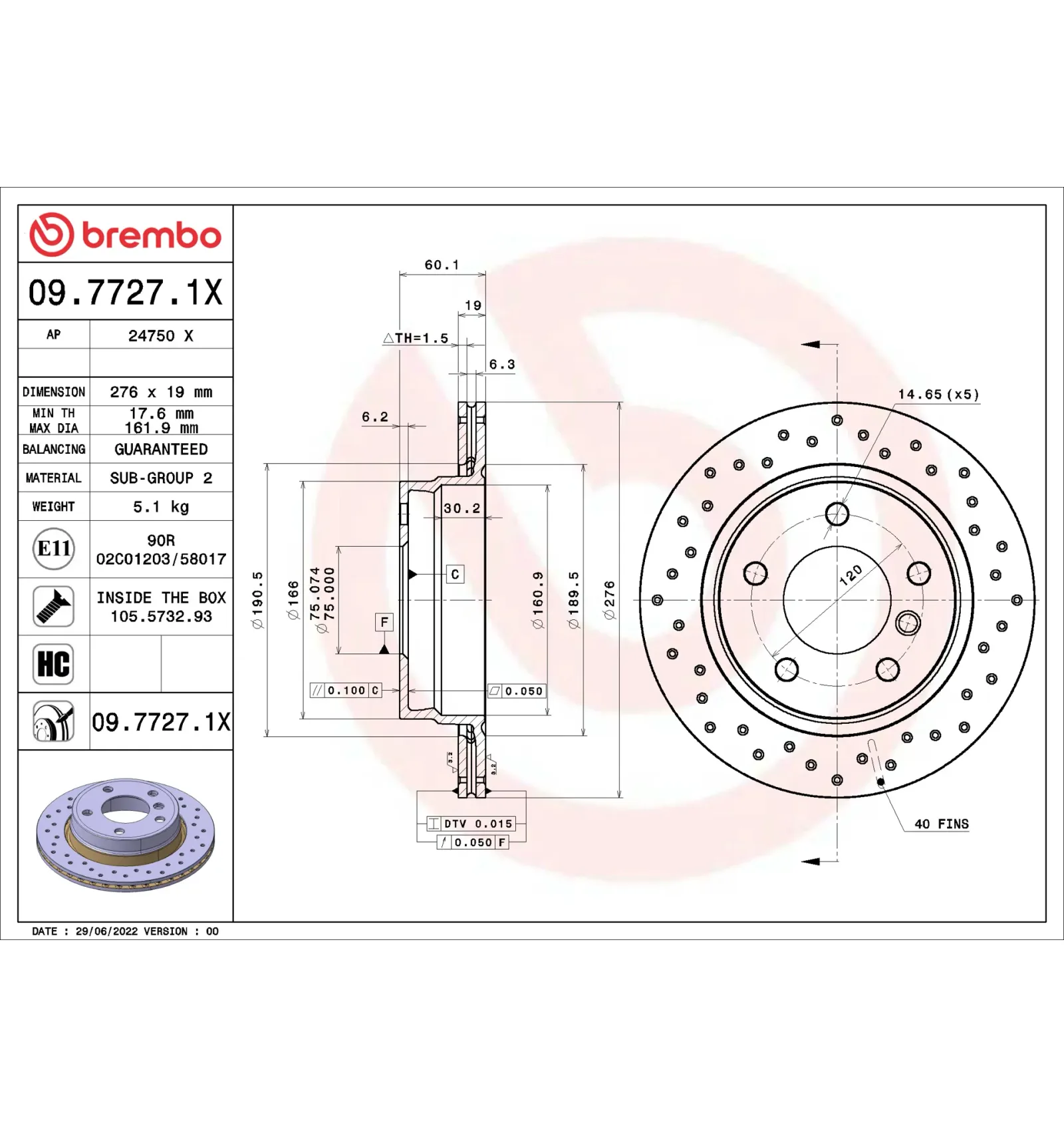 BMW 3 Serisi E36 E46 Arka Fren Diski 34211162315 09.7727.1X BREMBO - BMW yedek parça