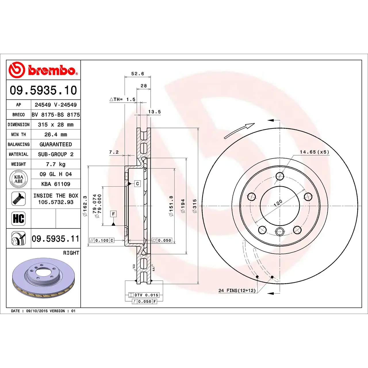 BMW 3 Serisi E36 Fren Diski 34112227172 09.5935.11 BREMBO - BMW yedek parça