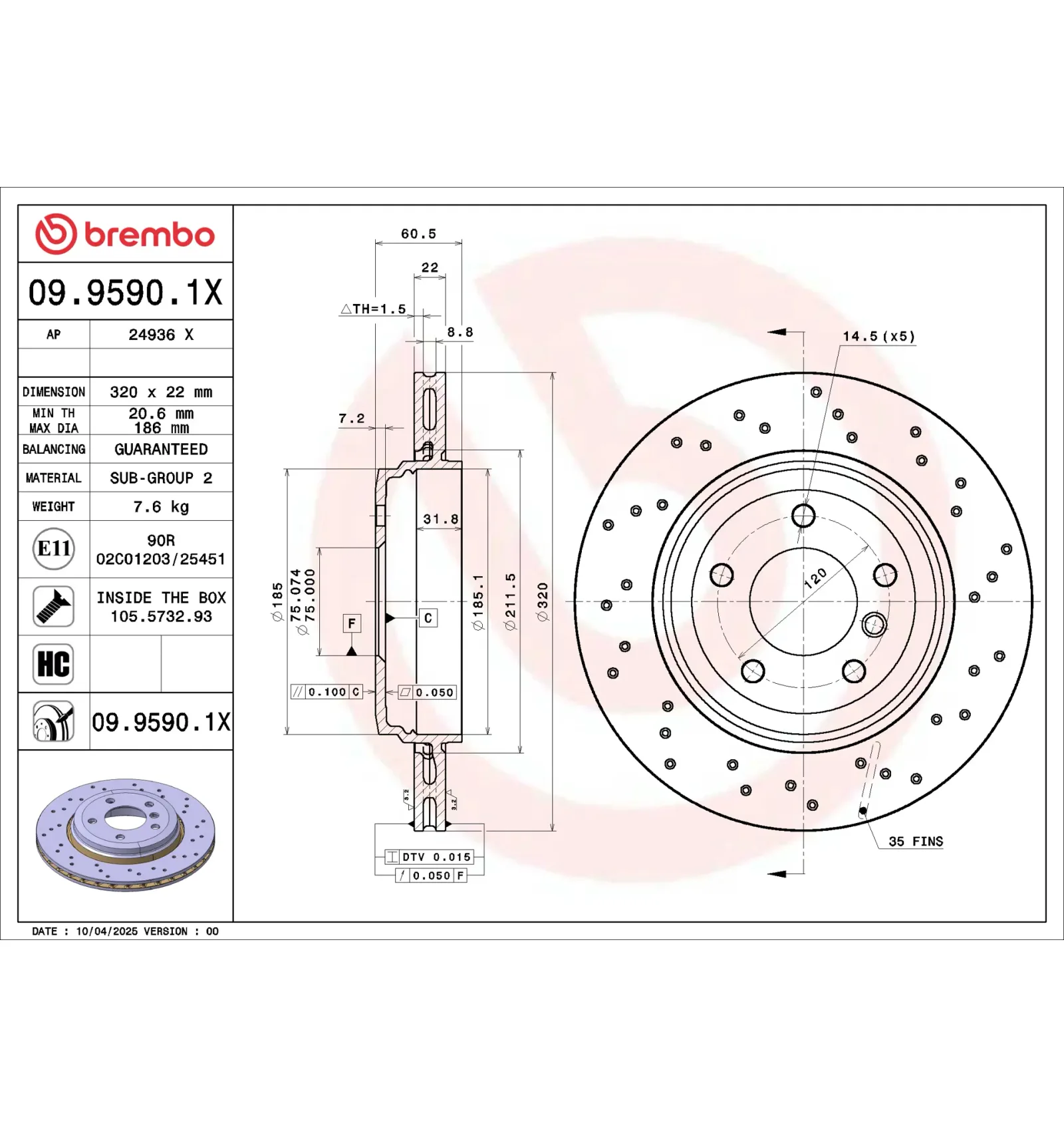 BMW 3 Serisi E46 Arka Fren Diski 34201166073 09.9590.1X BREMBO - BMW yedek parça