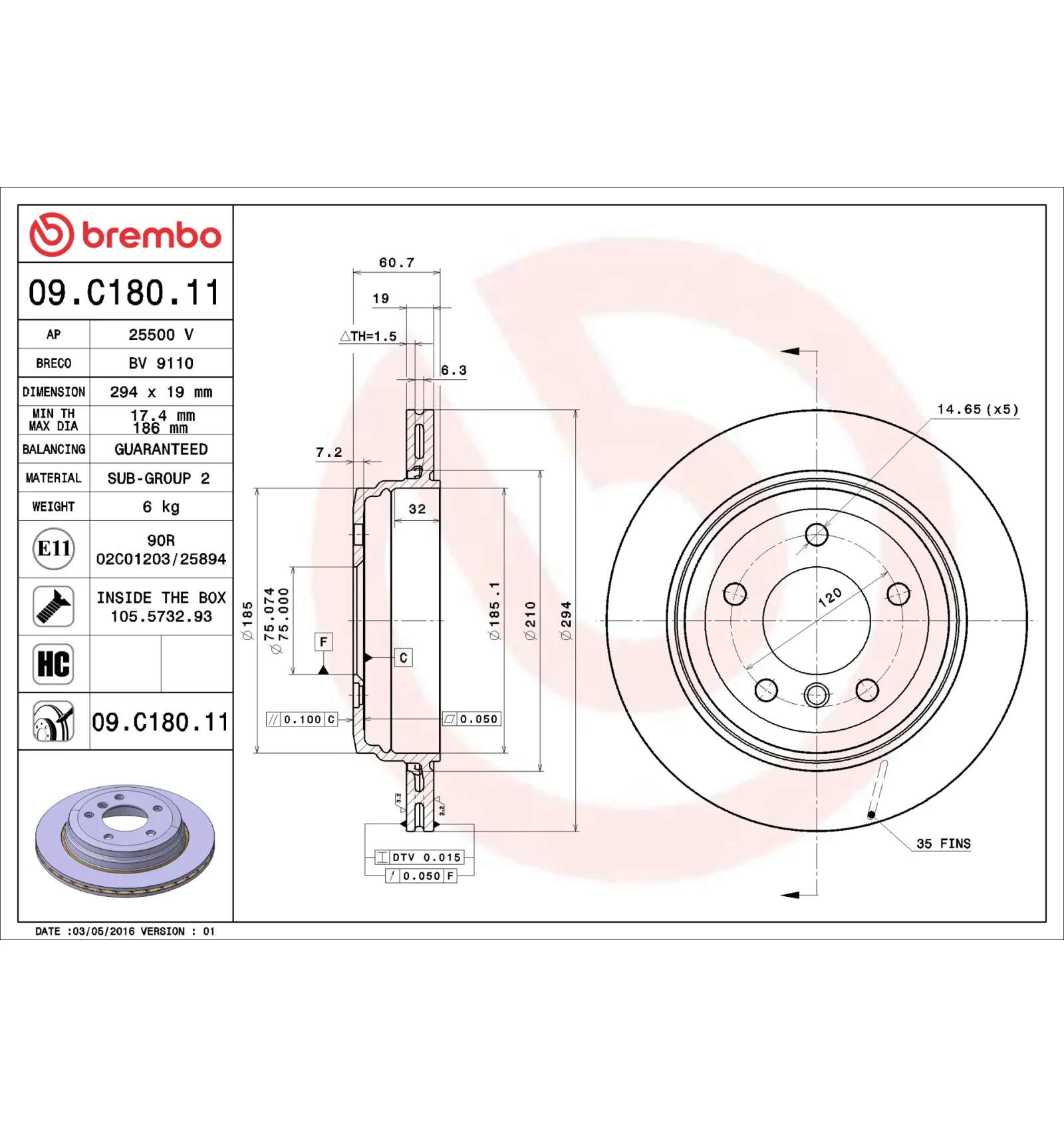 BMW 3 Serisi E46 Arka Fren Diski 34211166165 09.C180.11 BREMBO - BMW yedek parça