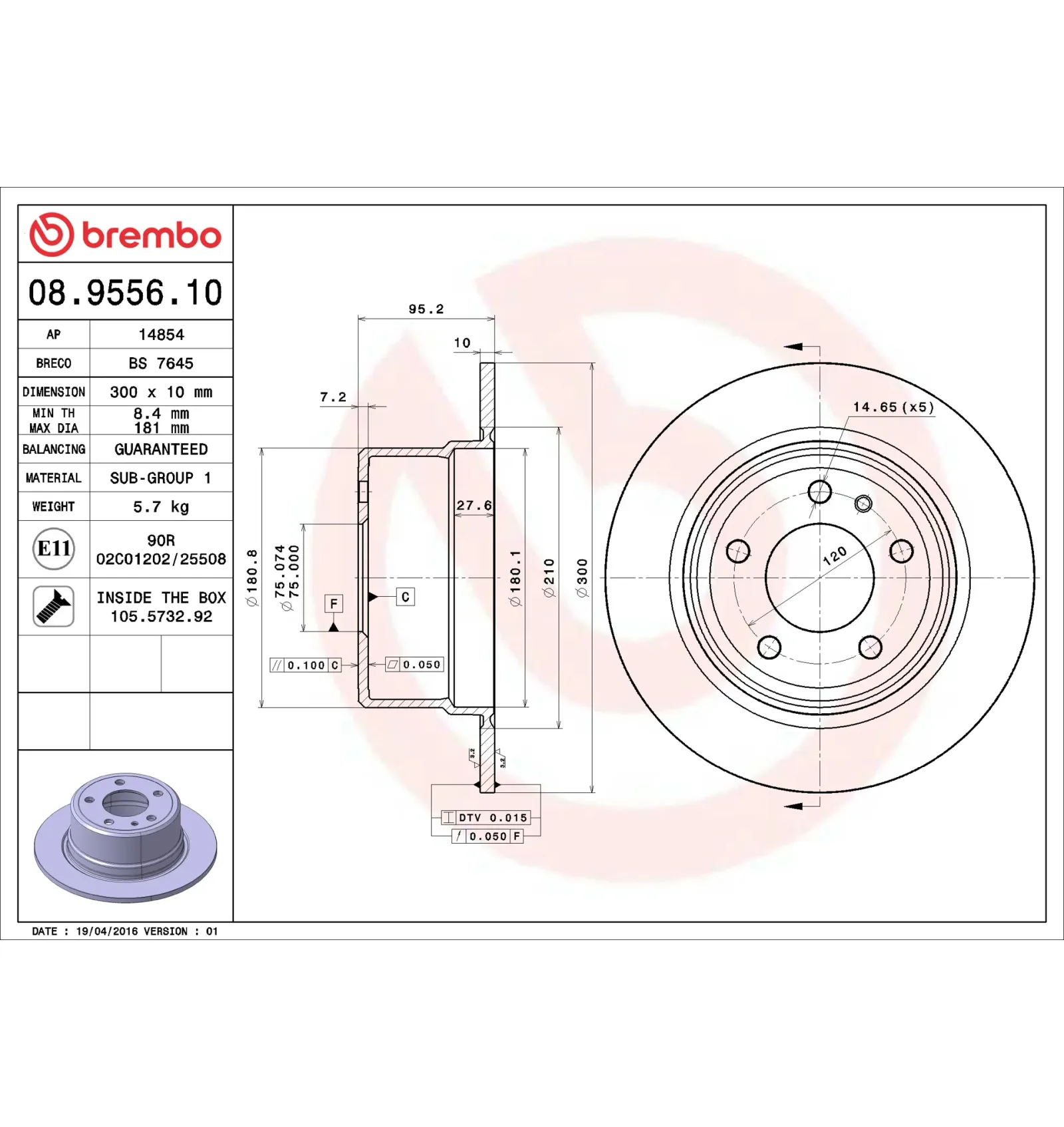 BMW 5 Serisi E34 Arka Fren Diski 34211158576 08.9556.10 BREMBO - BMW yedek parça