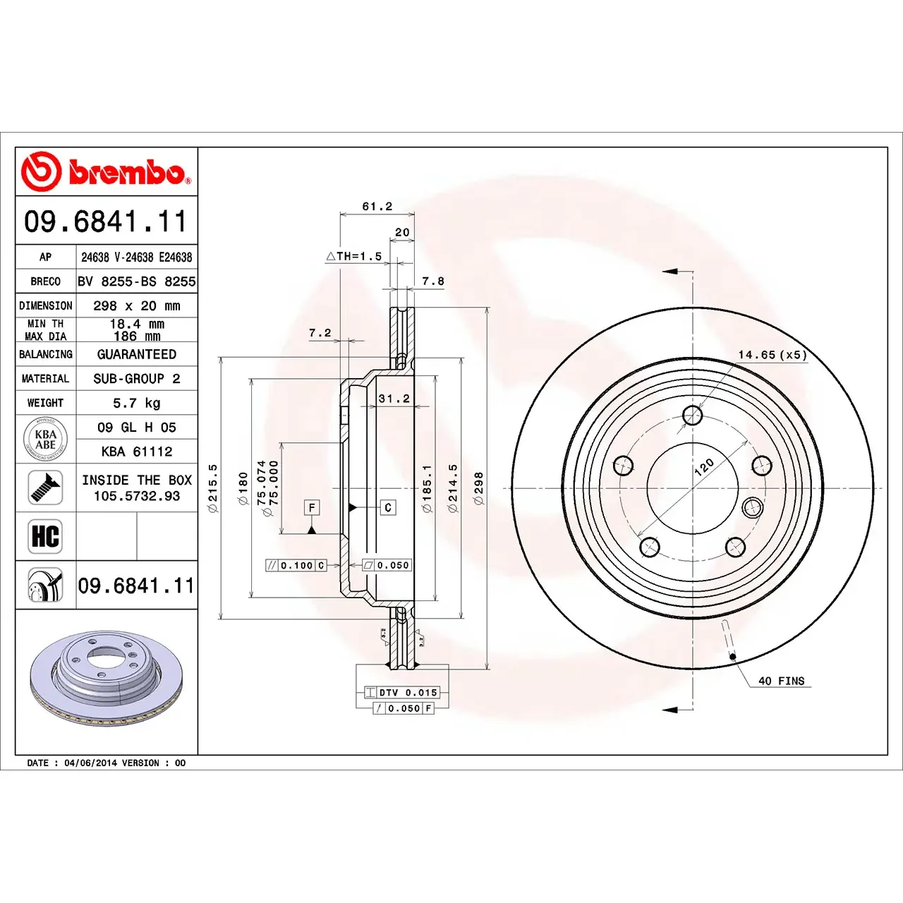 BMW 5 Serisi E39 Arka Fren Diski 34211163153 09.6841.11 BREMBO - BMW yedek parça