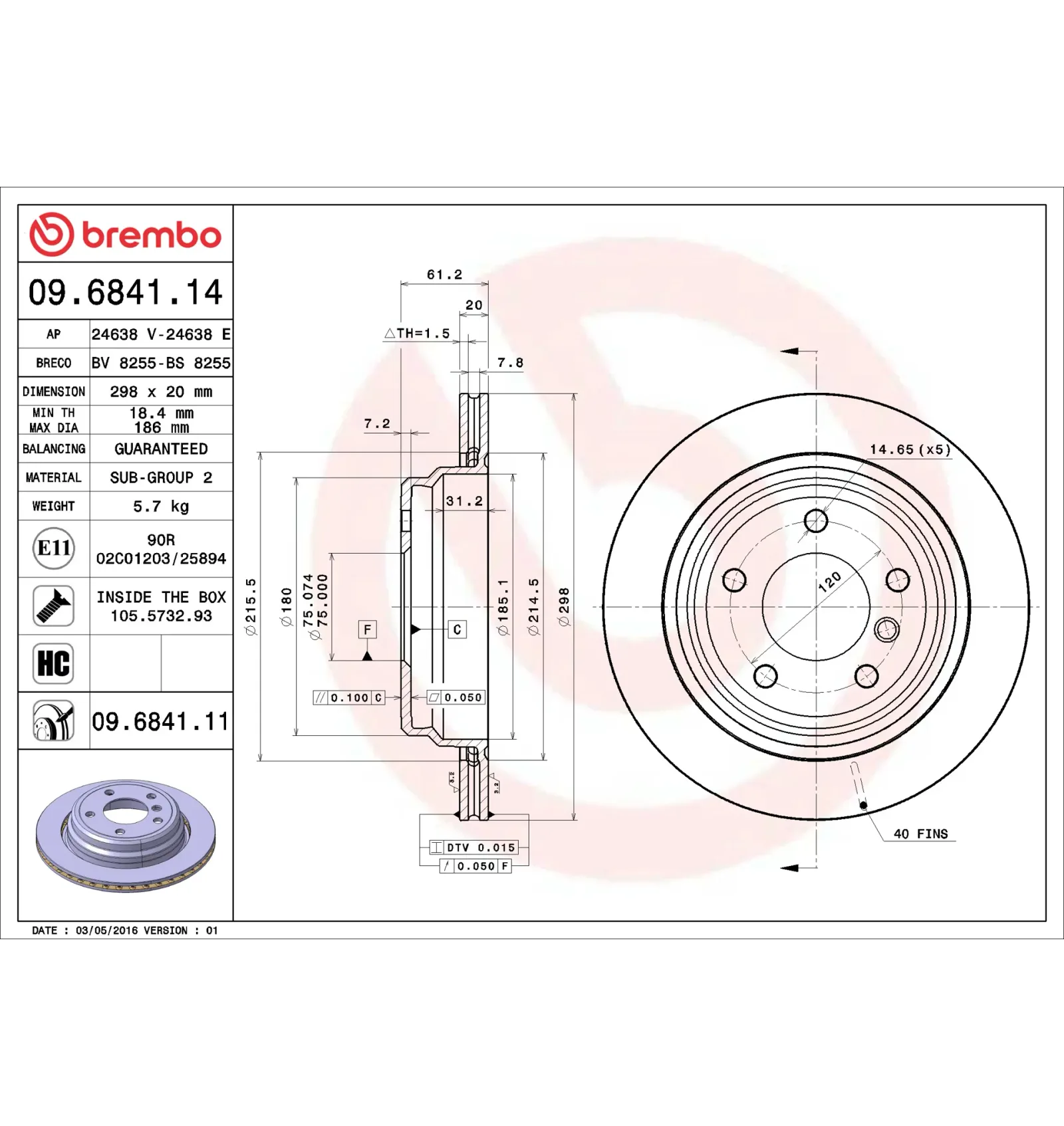 BMW 5 Serisi E39 Arka Fren Diski 34211163153 09.6841.14 BREMBO - BMW yedek parça