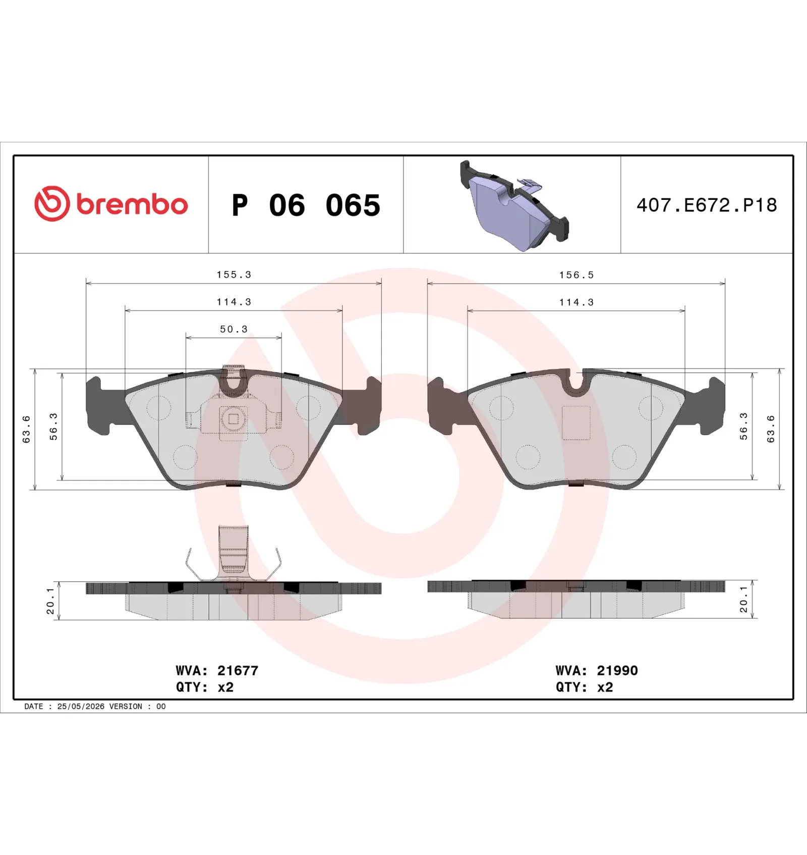 BMW 5 Serisi E39 Ön Fren Balatası 34111164627 P 06 065 BREMBO - BMW yedek parça
