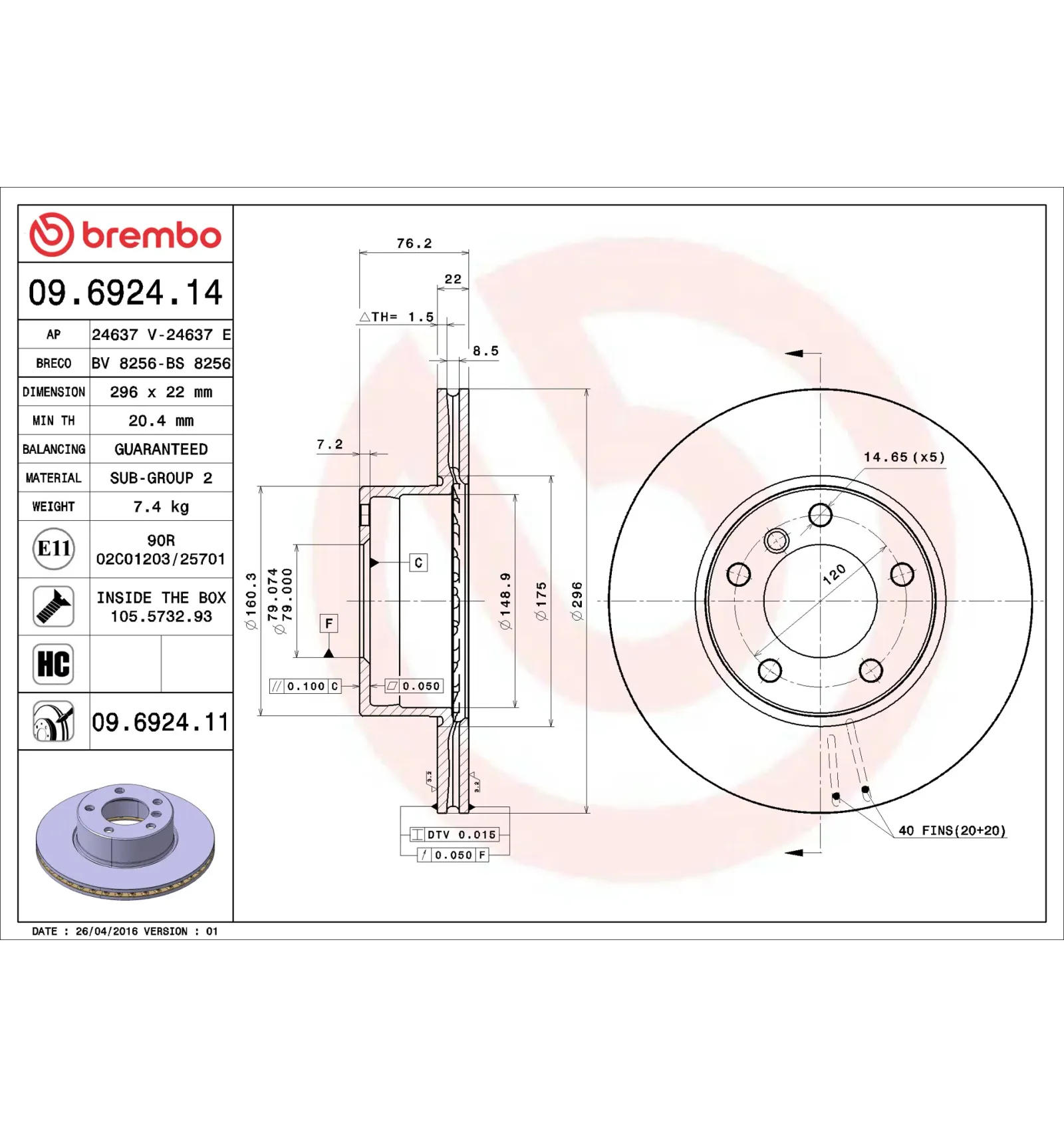 BMW 5 Serisi E39 Ön Fren Diski 34111163013 09.6924.14 BREMBO - BMW yedek parça