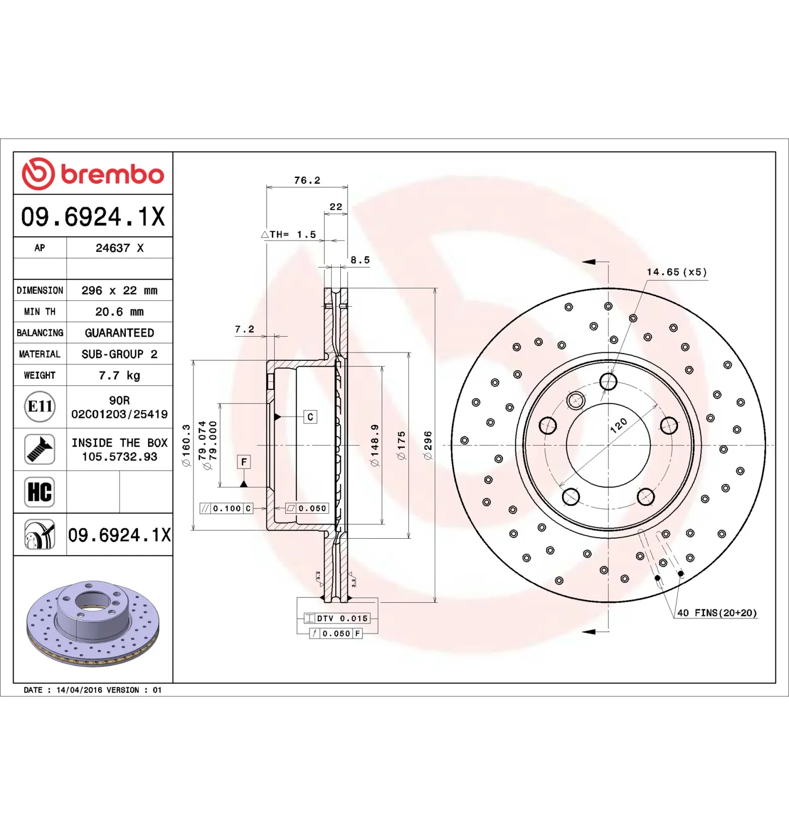 BMW 5 Serisi E39 Ön Fren Diski 34111163013 09.6924.1X BREMBO - BMW yedek parça