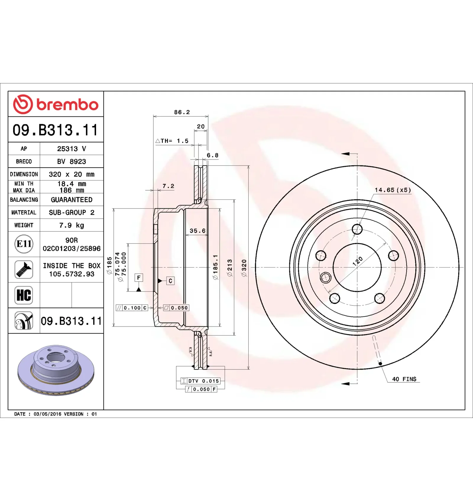 BMW 5 Serisi E60 E61 Arka Fren Diski 34216763345 09.B313.11 BREMBO - BMW yedek parça