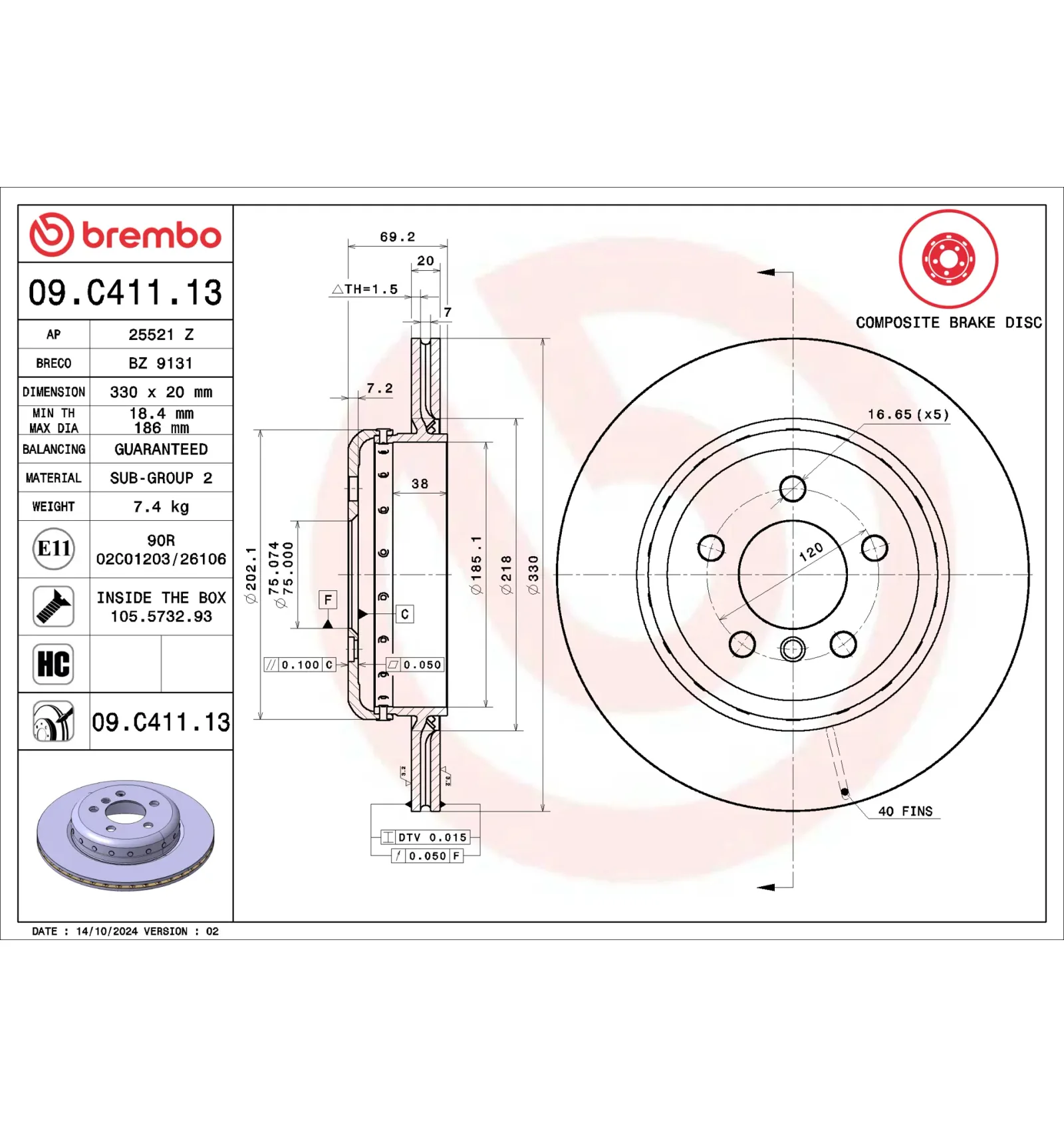BMW 5 Serisi F10 F11 Arka Fren Diski 34216775287 09.C411.13 BREMBO - BMW yedek parça