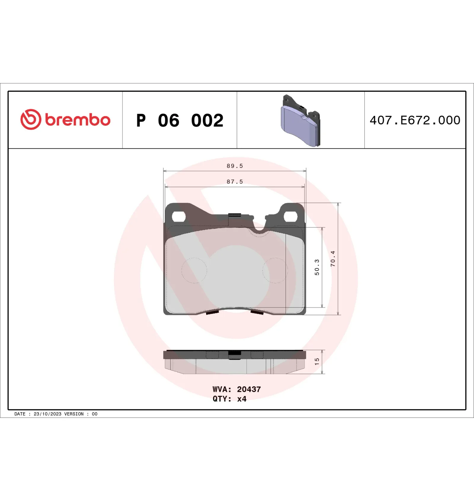 BMW 6 Serisi E24 Ön Fren Balatası 00034111379 P 06 002 BREMBO - BMW yedek parça