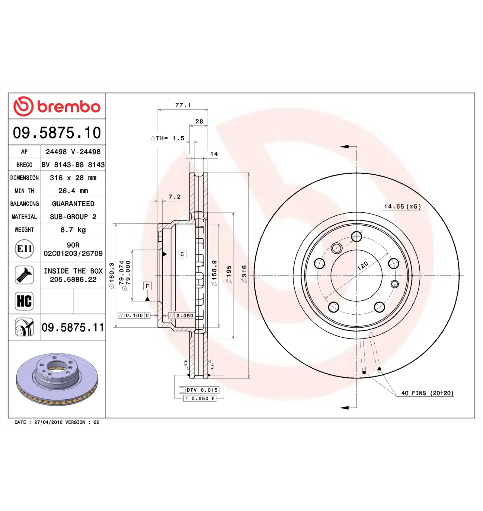 BMW 7 Serisi E38 Ön Fren Diski 34111162093 09.5875.10 BREMBO - BMW yedek parça