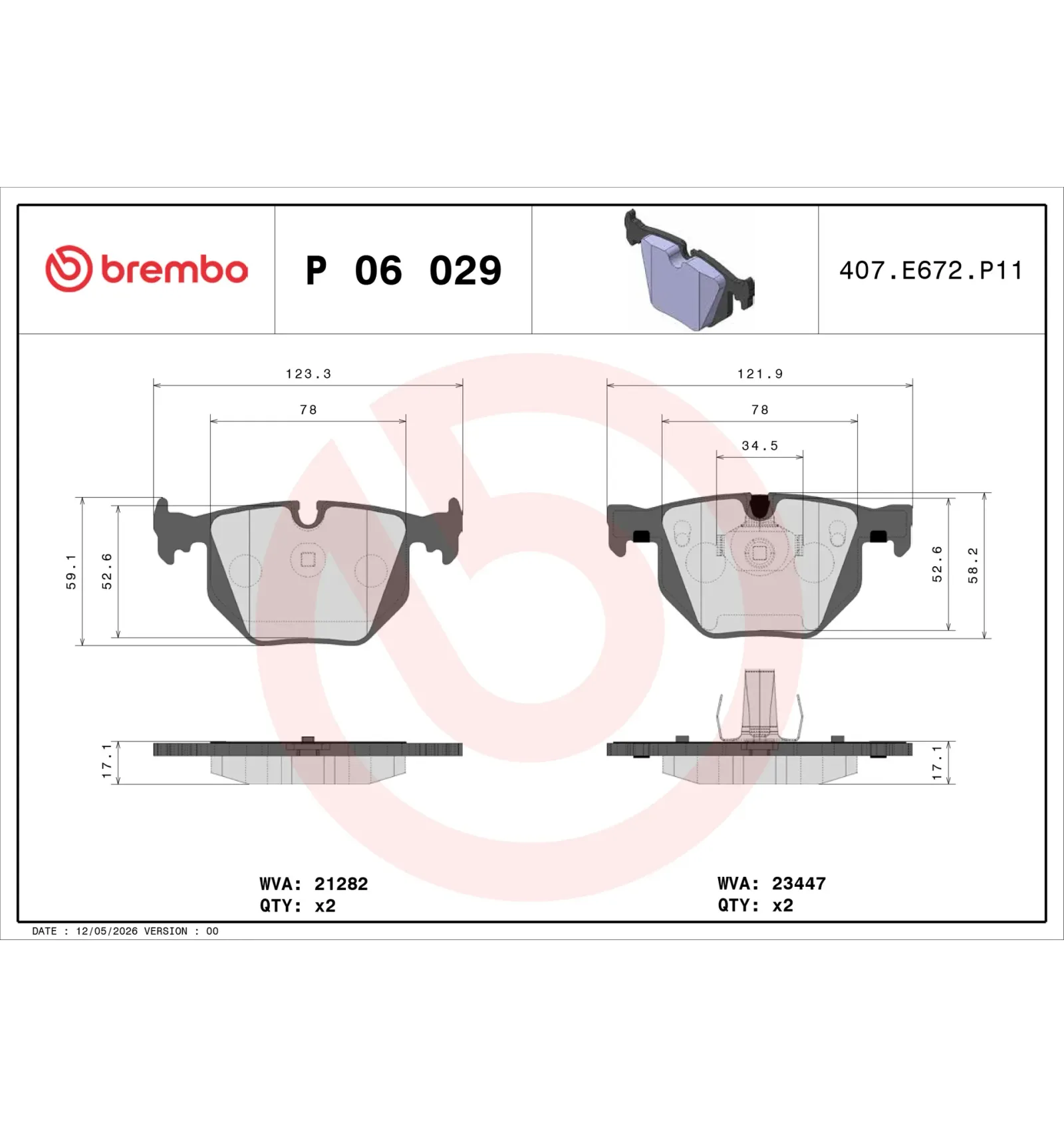 BMW 7 Serisi E65 E66 Arka Fren Balatası 34216753850 P 06 029 BREMBO - BMW yedek parça