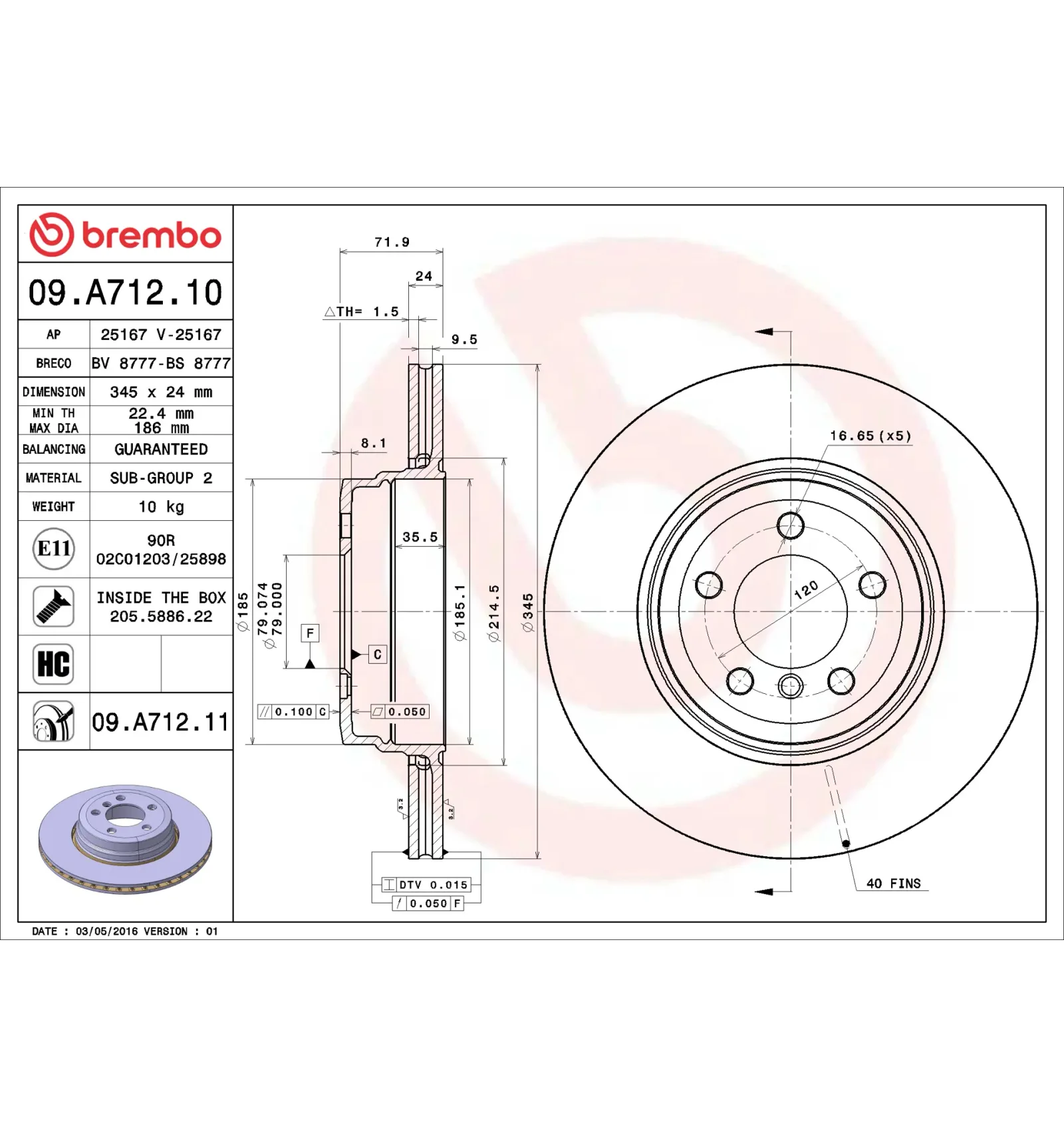 BMW 7 Serisi E65 E66 Arka Fren Diski 34216765889 09.A712.10 BREMBO - BMW yedek parça