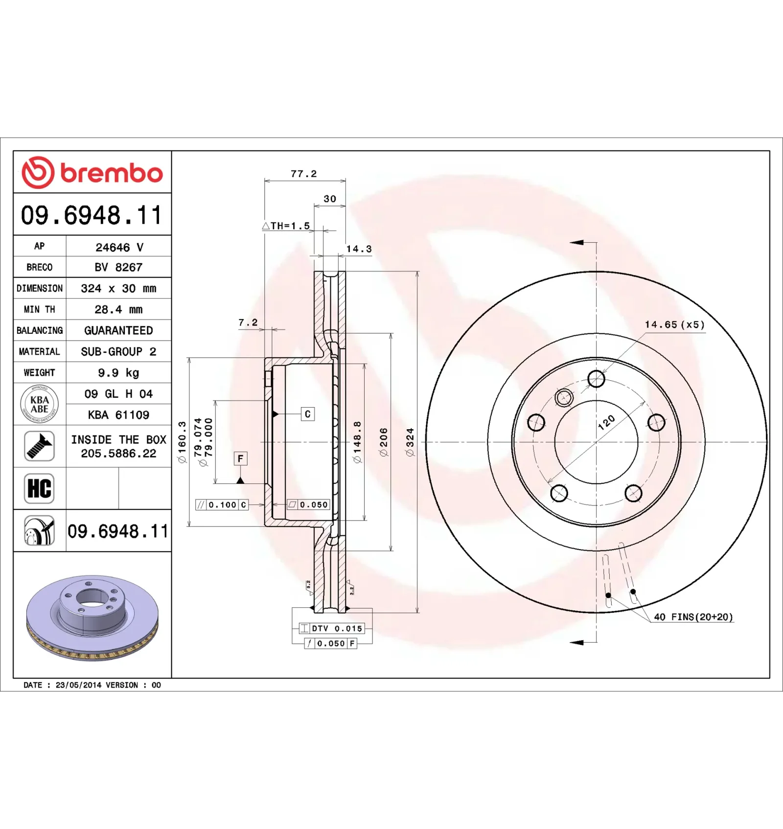 BMW 8 Serisi E31 Ön Fren Diski 34111161086 09.6948.11 BREMBO - BMW yedek parça