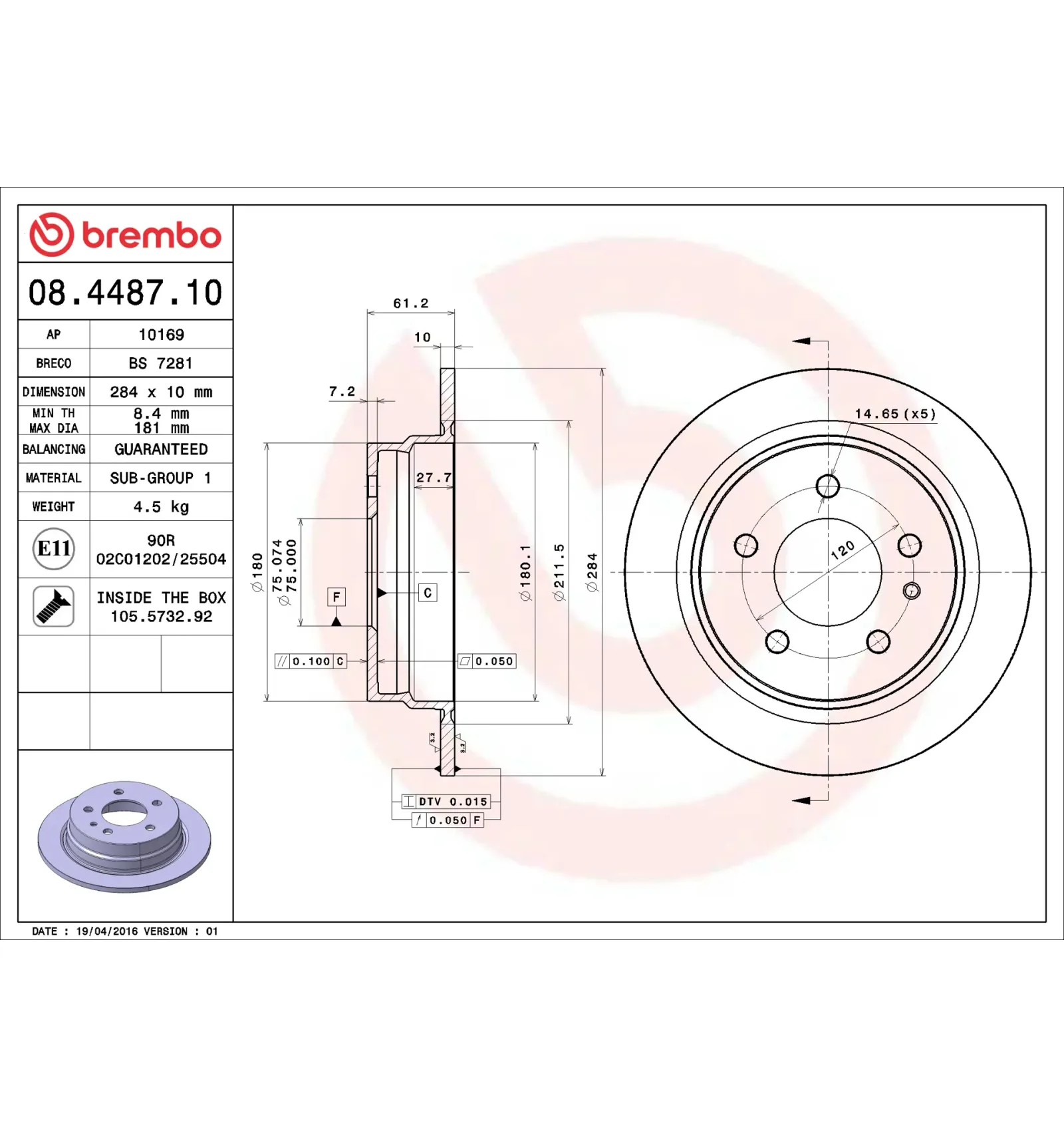 BMW E24 E28 Arka Fren Diski 34111121387 08.4487.10 BREMBO - BMW yedek parça