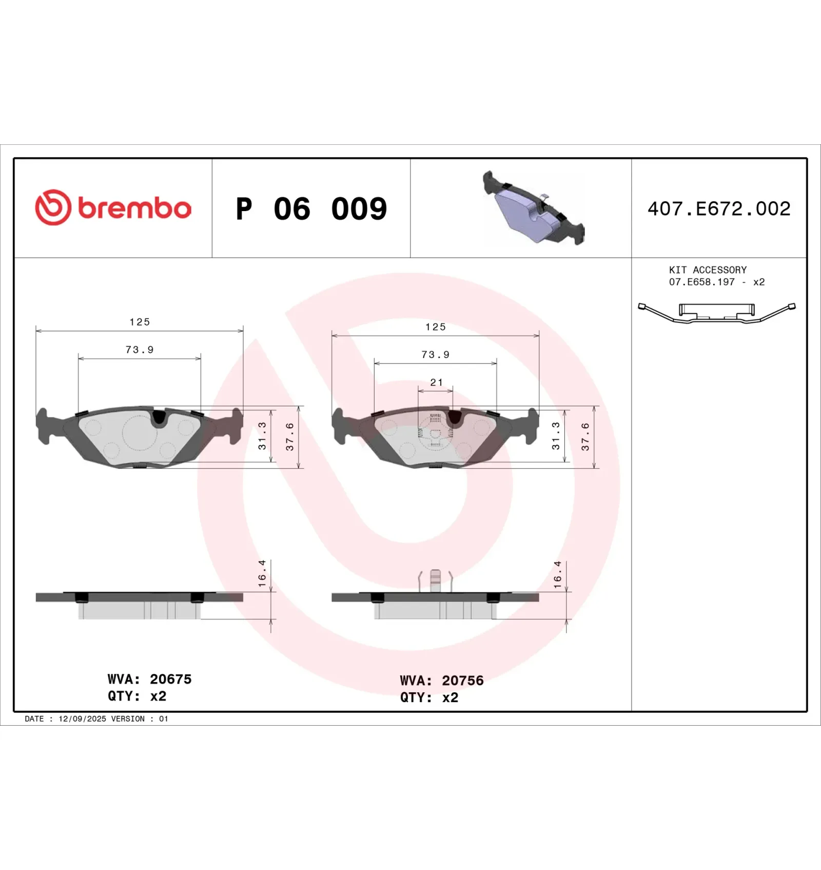 BMW E24 E28 E30 Arka Fren Balatası 34211153196 P 06 009 BREMBO - BMW yedek parça