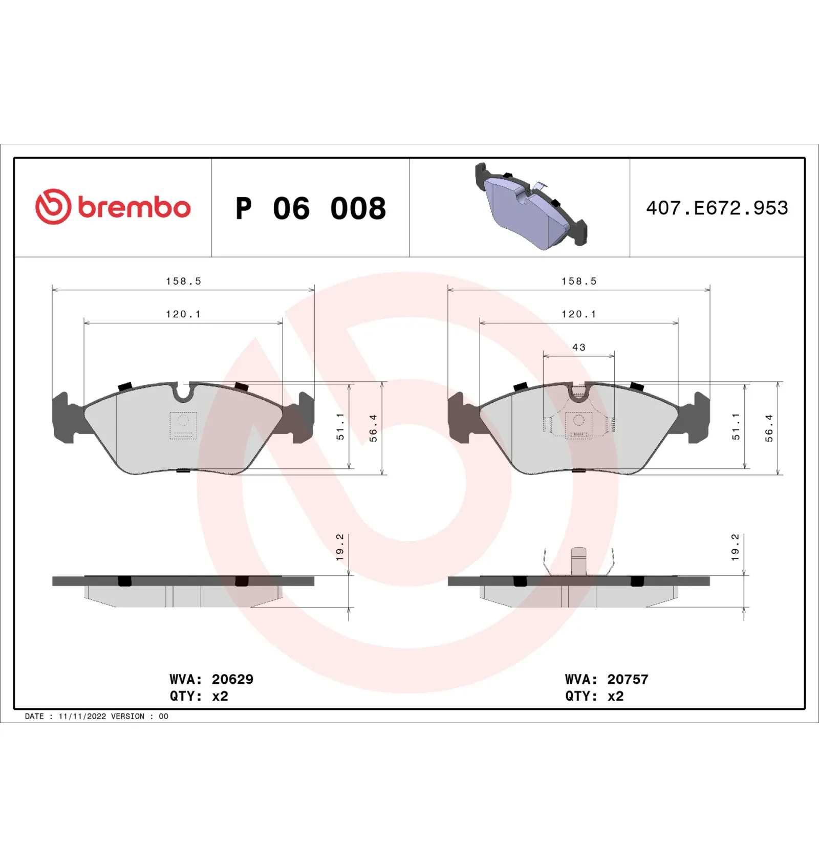 BMW E24 E28 E30 Ön Fren Balatası 34111153203 P 06 008 BREMBO - BMW yedek parça