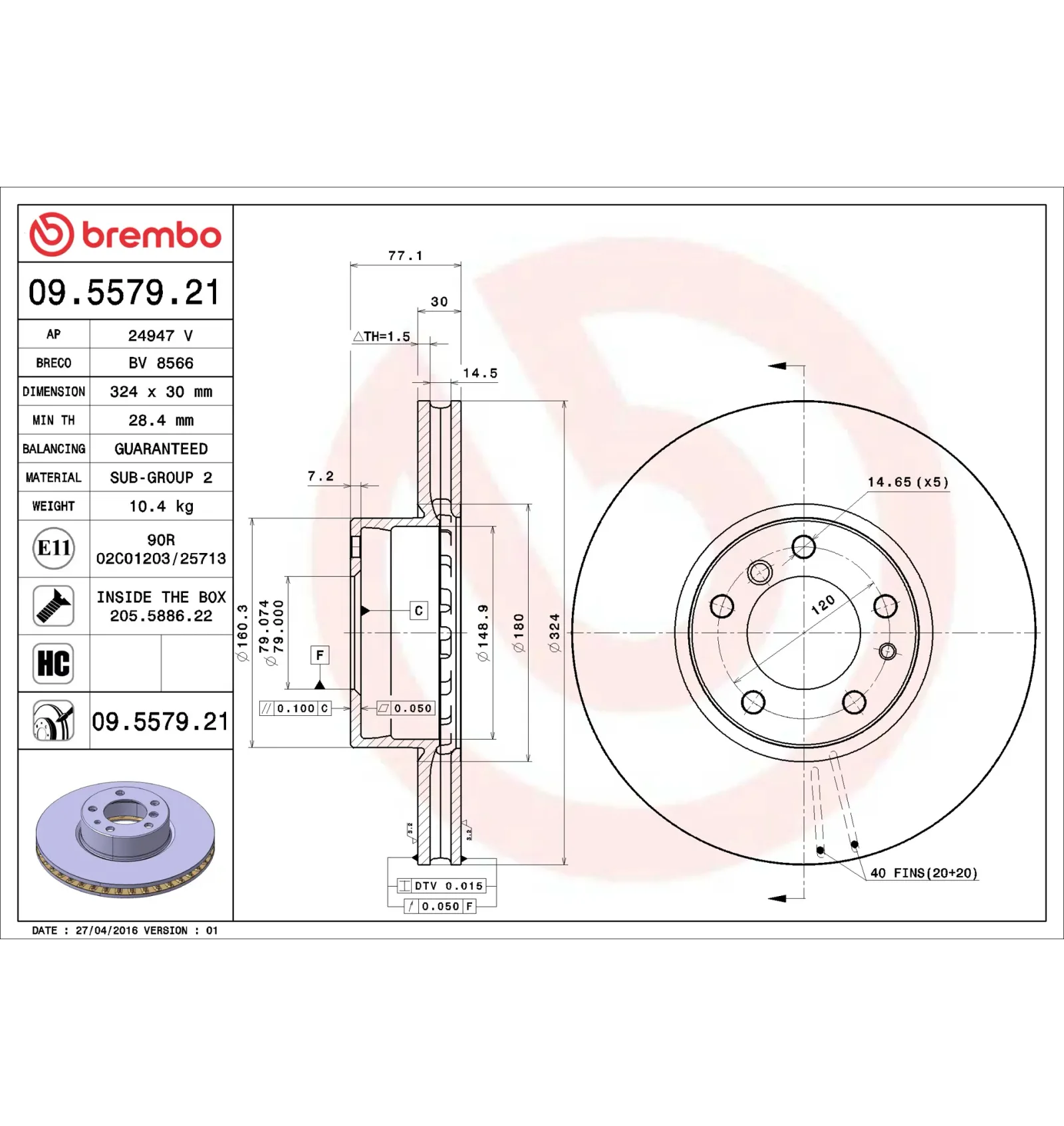 BMW E31 E32 E38 E39 Ön Fren Diski 34111159602 09.5579.21 BREMBO - BMW yedek parça