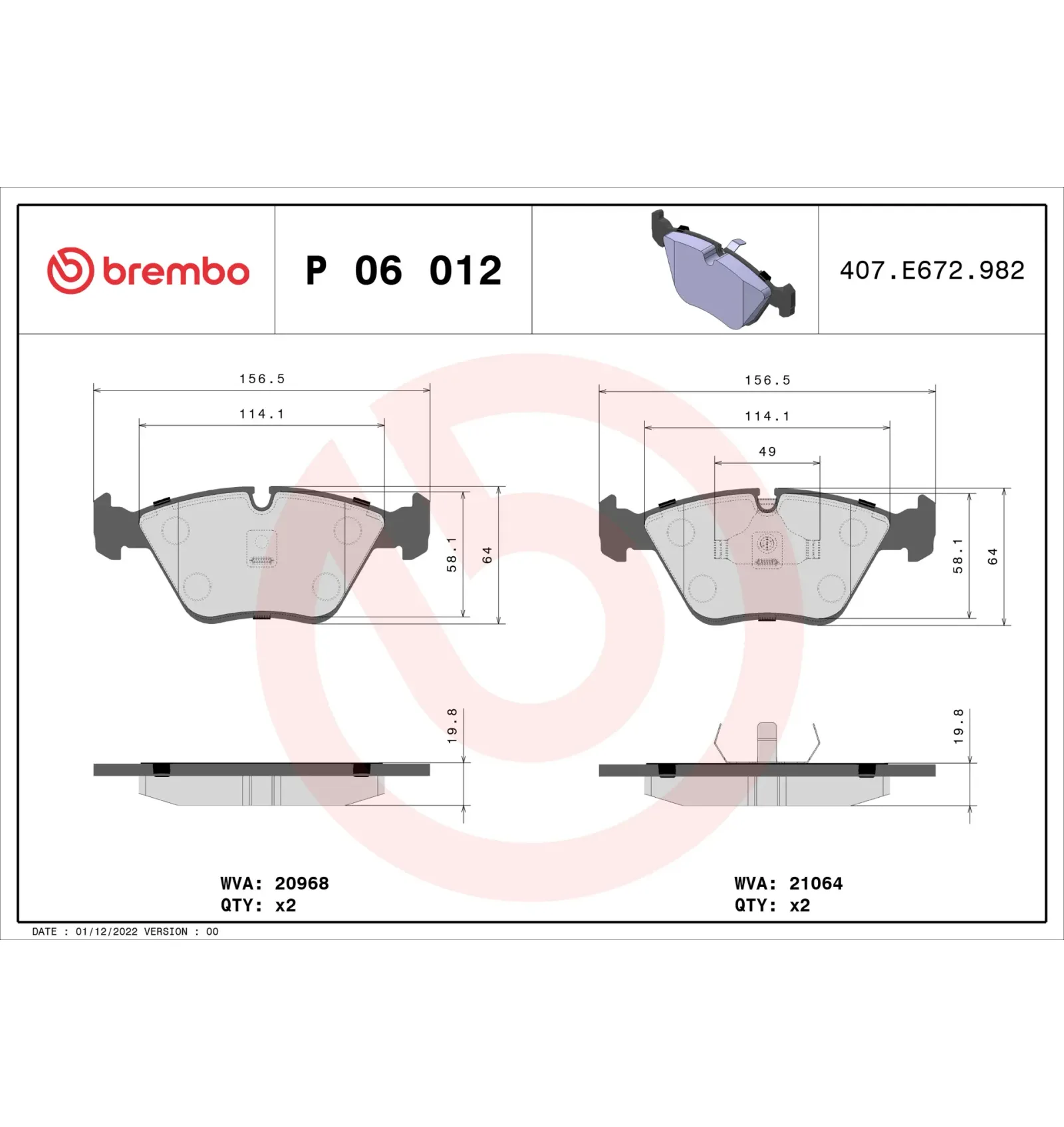 BMW E32 E34 Ön Fren Balatası 34111157039 P 06 012 BREMBO - BMW yedek parça