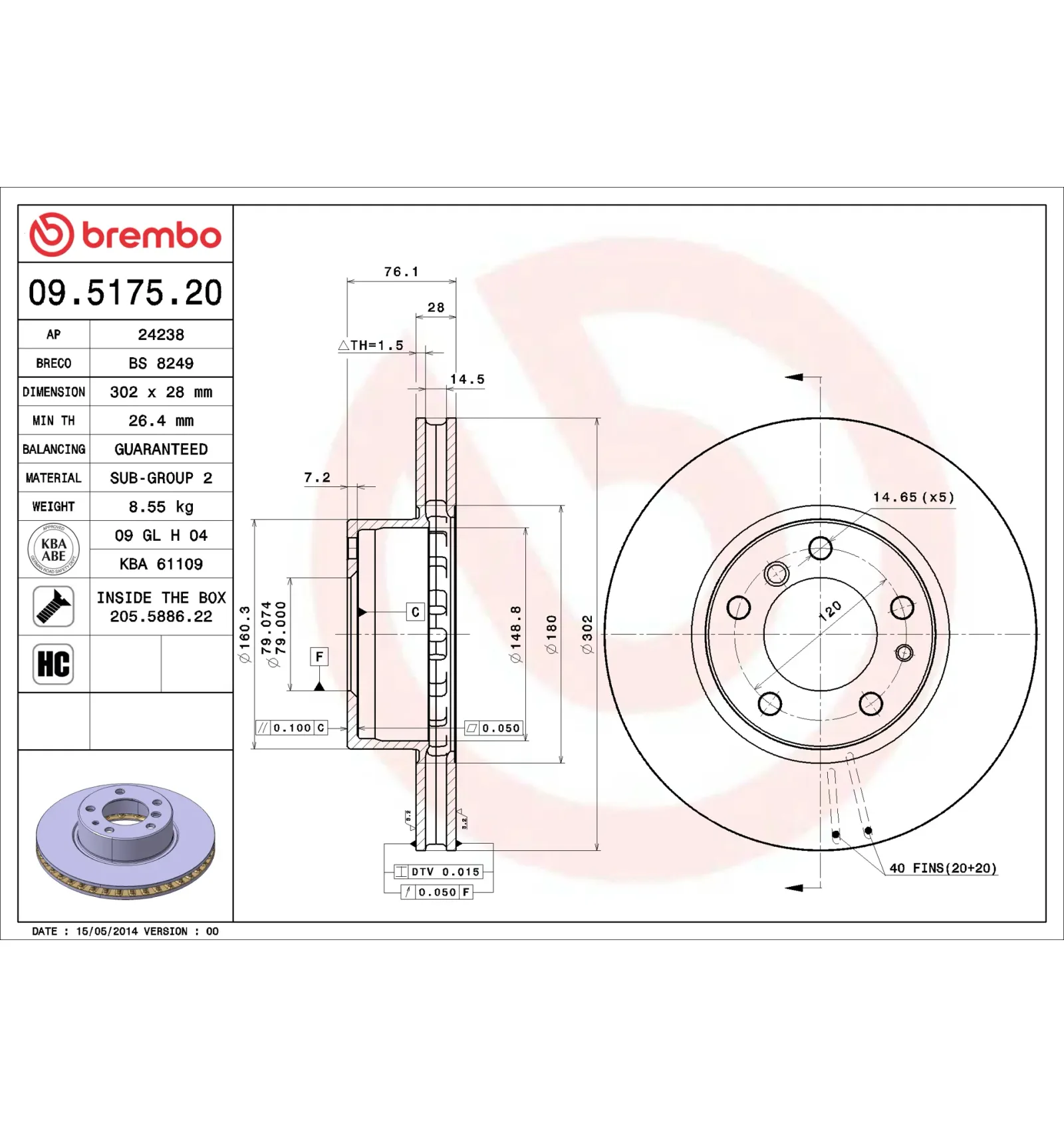 BMW E32 E34 Ön Fren Diski 34111155322 09.5175.20 BREMBO - BMW yedek parça