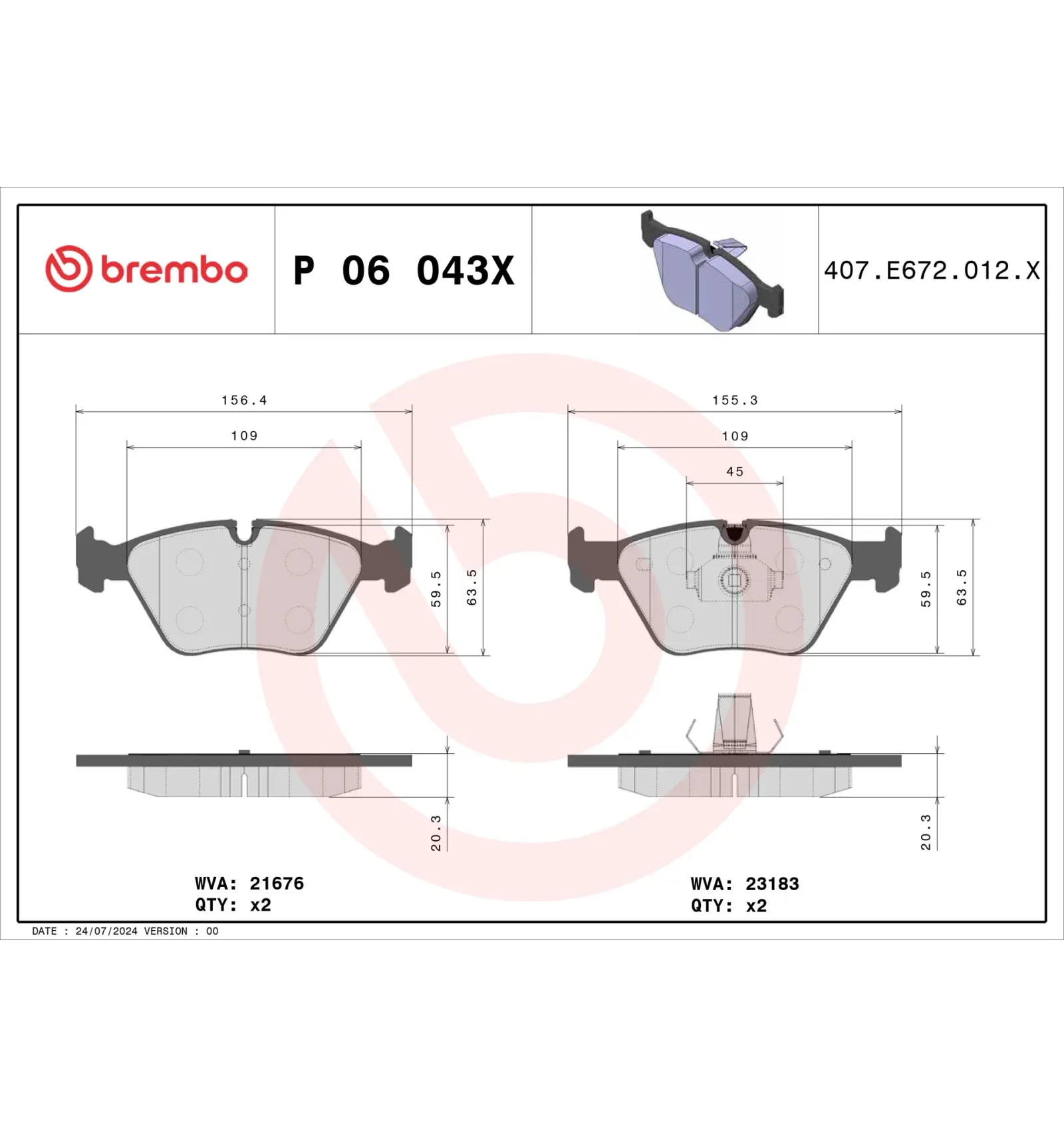 BMW E46 E83 E85 E86 Fren Balatası 34112157573 P 06 043X BREMBO - BMW yedek parça