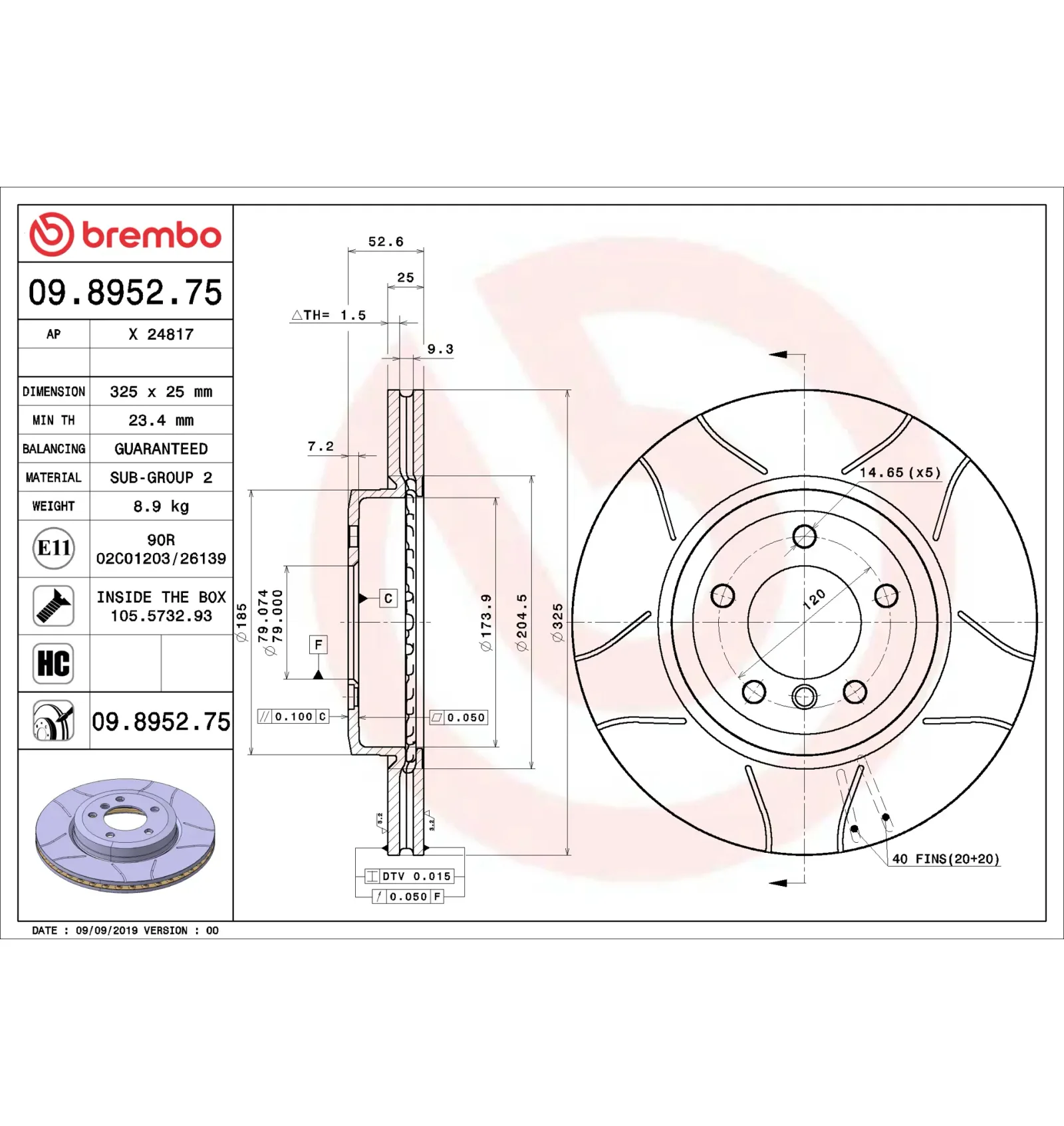 BMW E46 E85 E86 Ön Fren Diski 34101166071 09.8952.75 BREMBO - BMW yedek parça