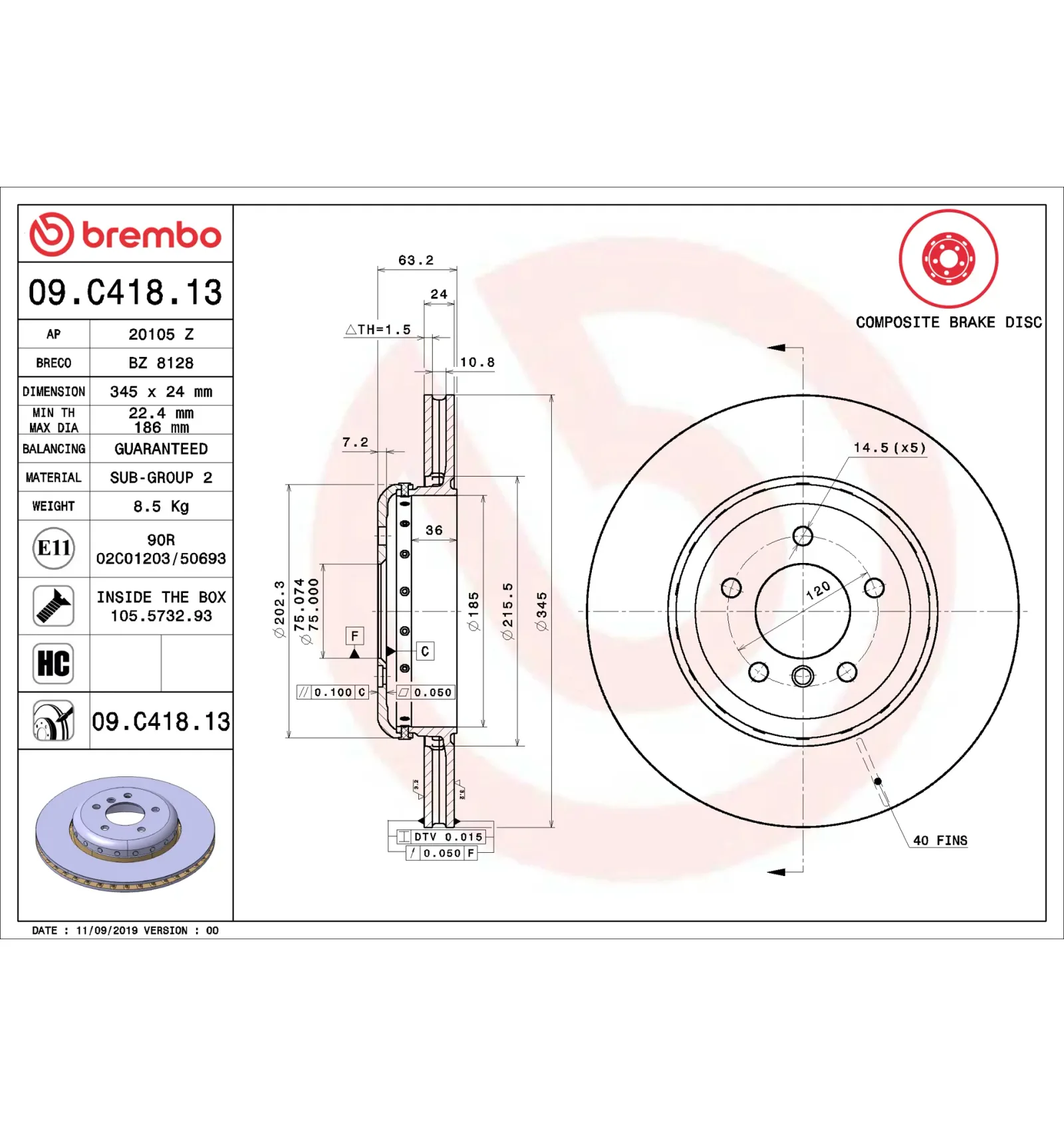 BMW E60 E61 E63 E64 Arka Fren Diski 34216763827 09.C418.13 BREMBO - BMW yedek parça